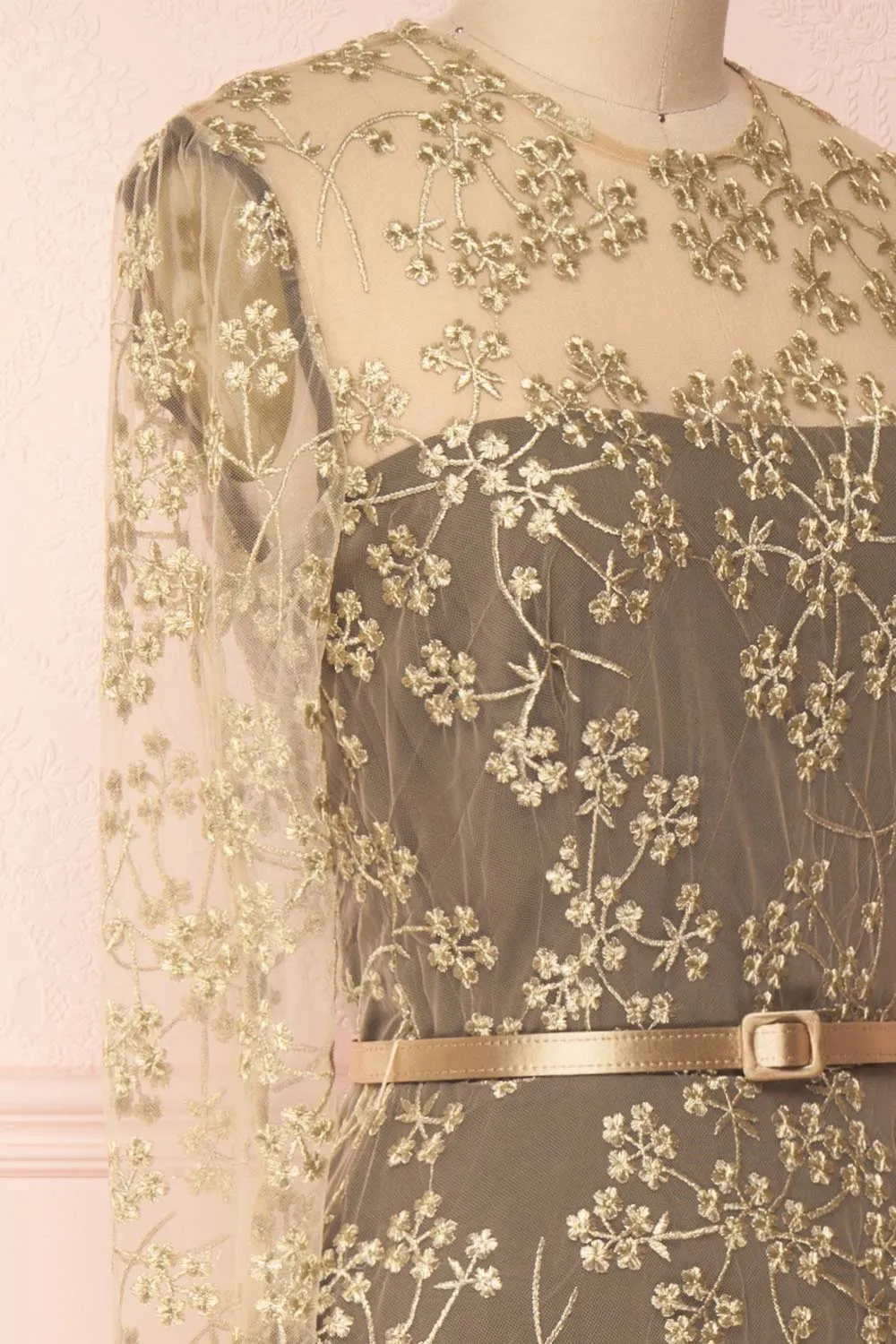 Agnetha | Golden Mesh Dress