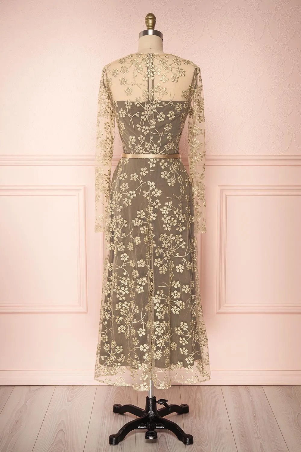 Agnetha | Golden Mesh Dress