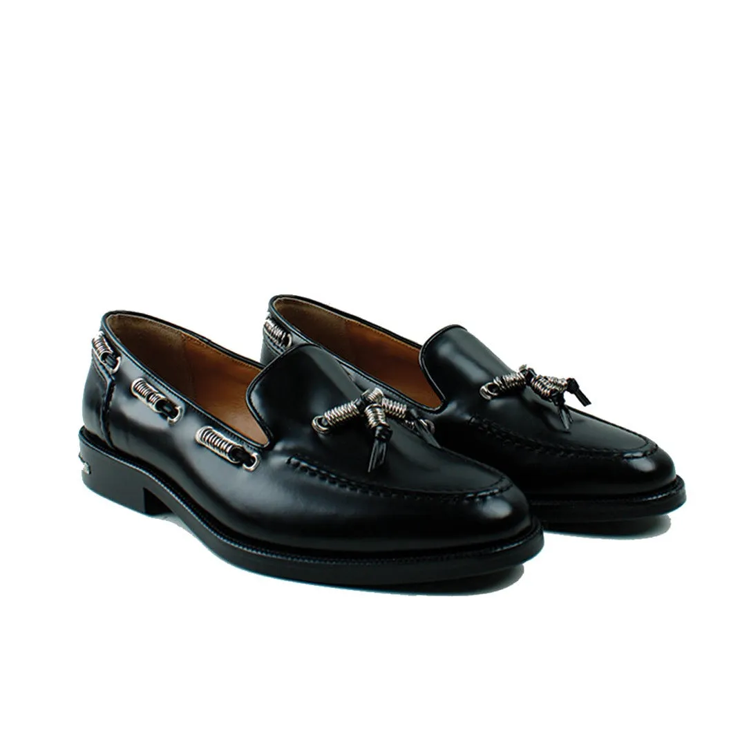 AJ1230 METAL BEADS LOAFERS BLACK LEATHER