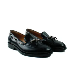 AJ1230 METAL BEADS LOAFERS BLACK LEATHER