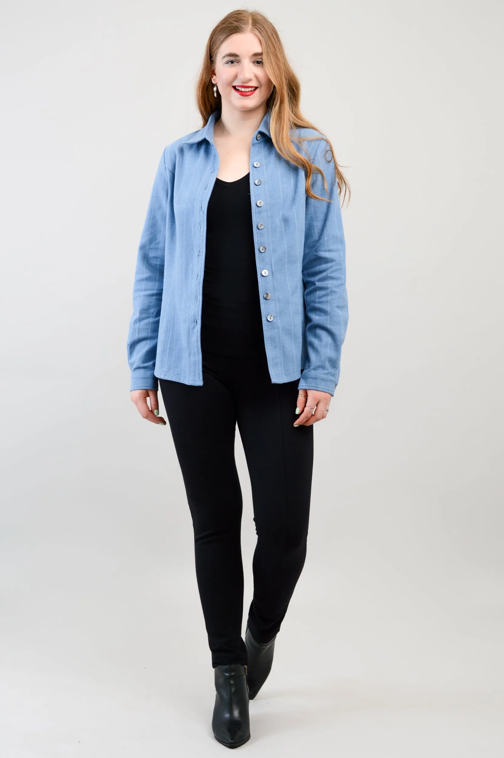 Alexis Top, Denim Flannel, Cotton Flannel - Final Sale