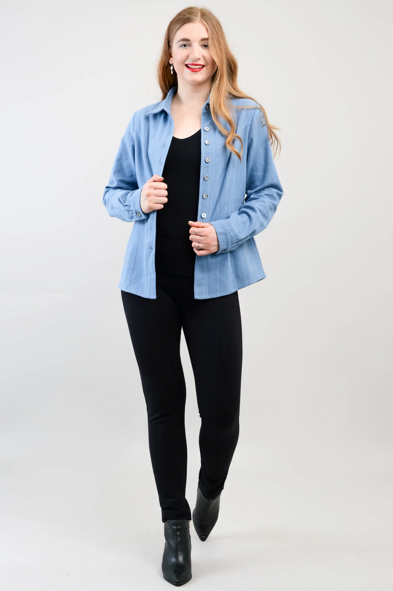 Alexis Top, Denim Flannel, Cotton Flannel - Final Sale
