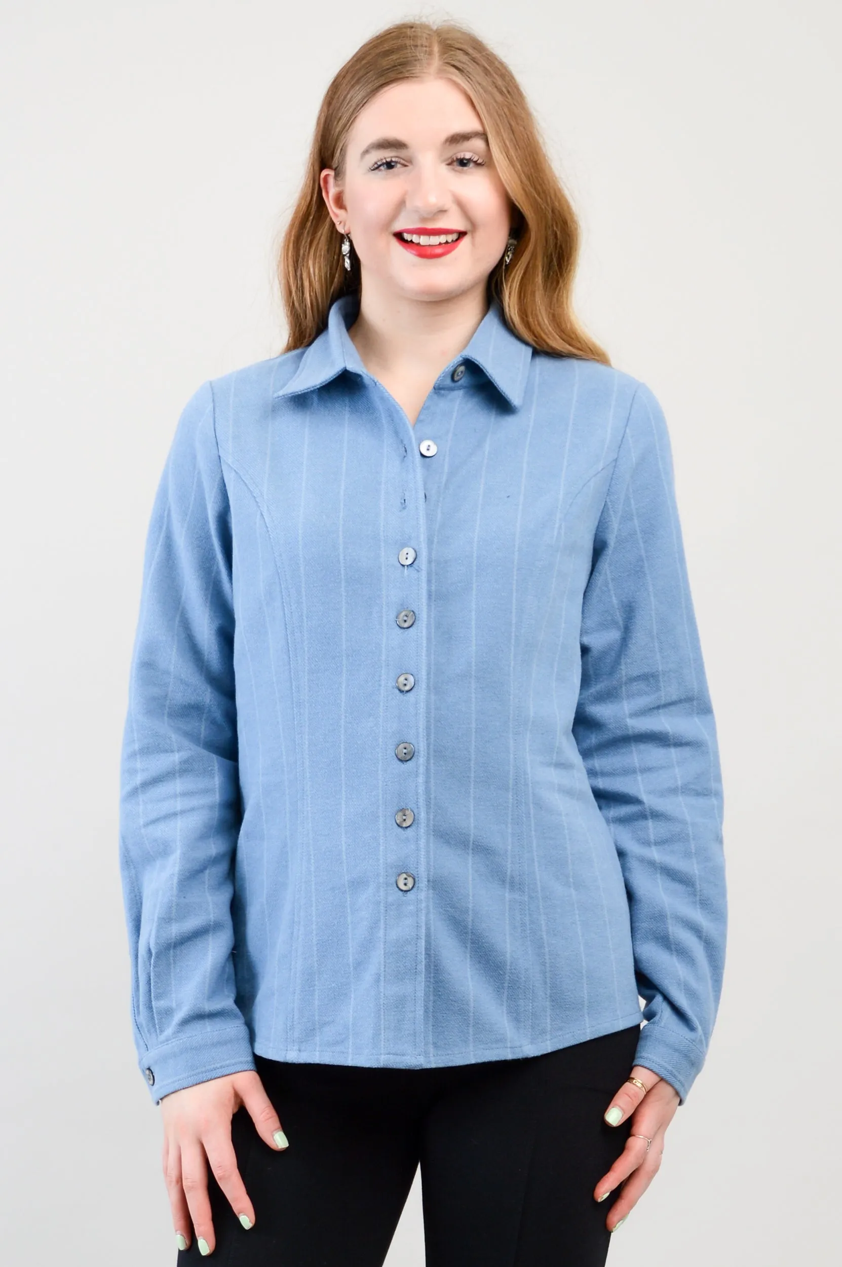 Alexis Top, Denim Flannel, Cotton Flannel - Final Sale
