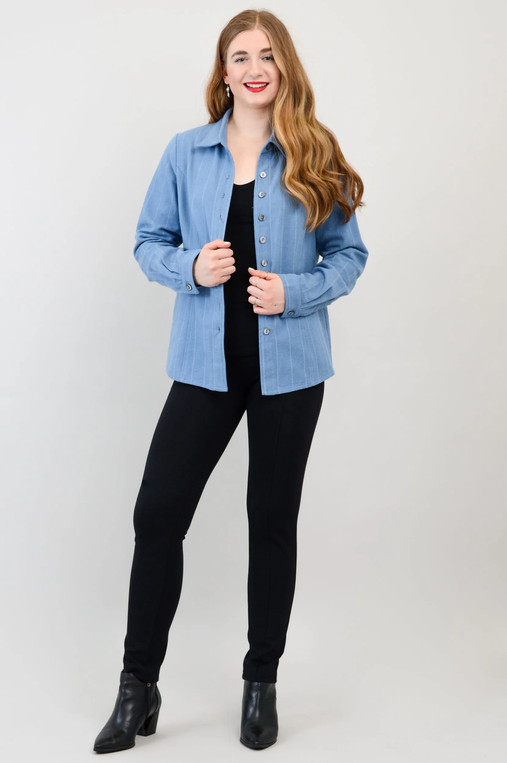 Alexis Top, Denim Flannel, Cotton Flannel - Final Sale