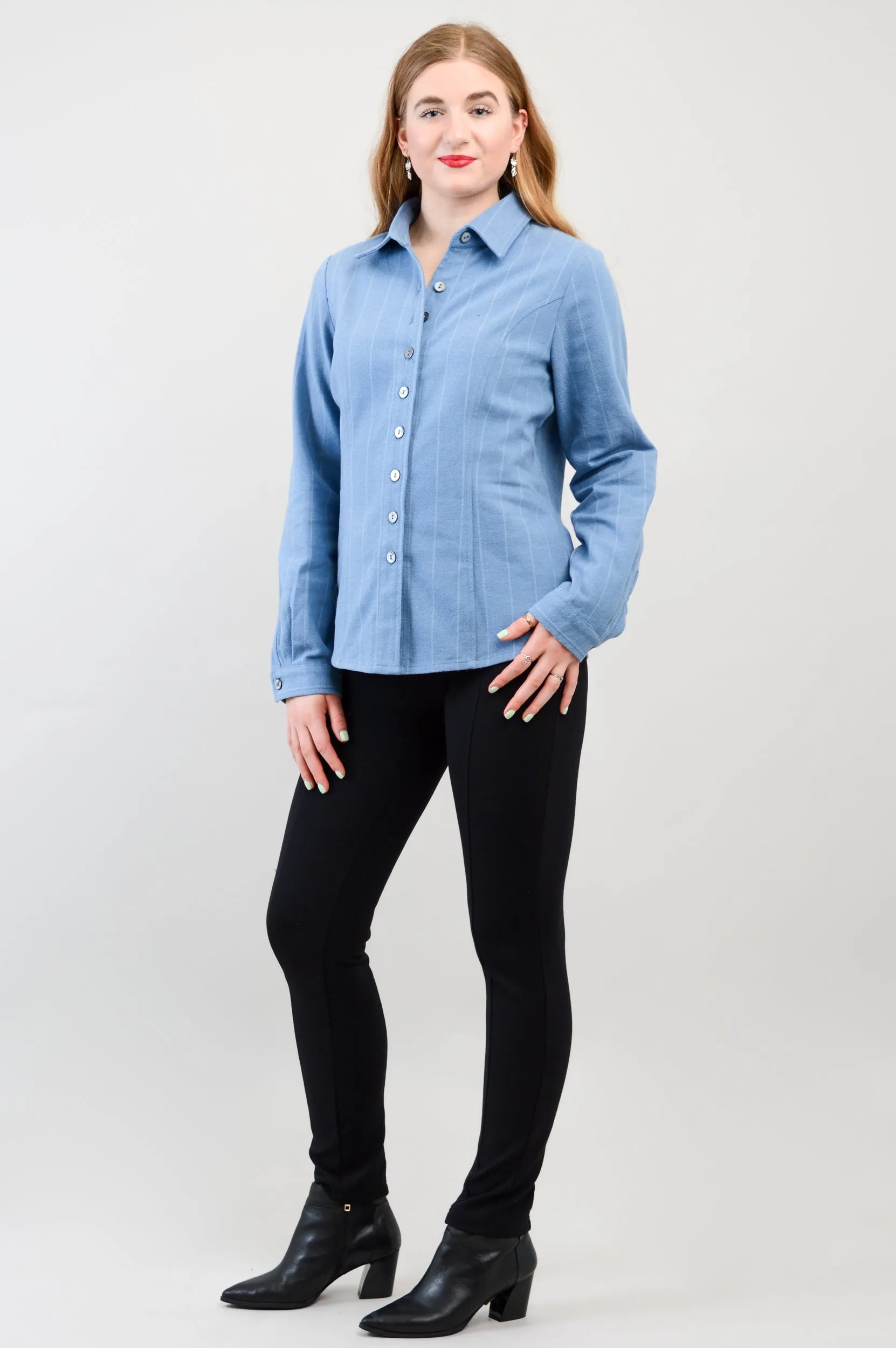 Alexis Top, Denim Flannel, Cotton Flannel - Final Sale