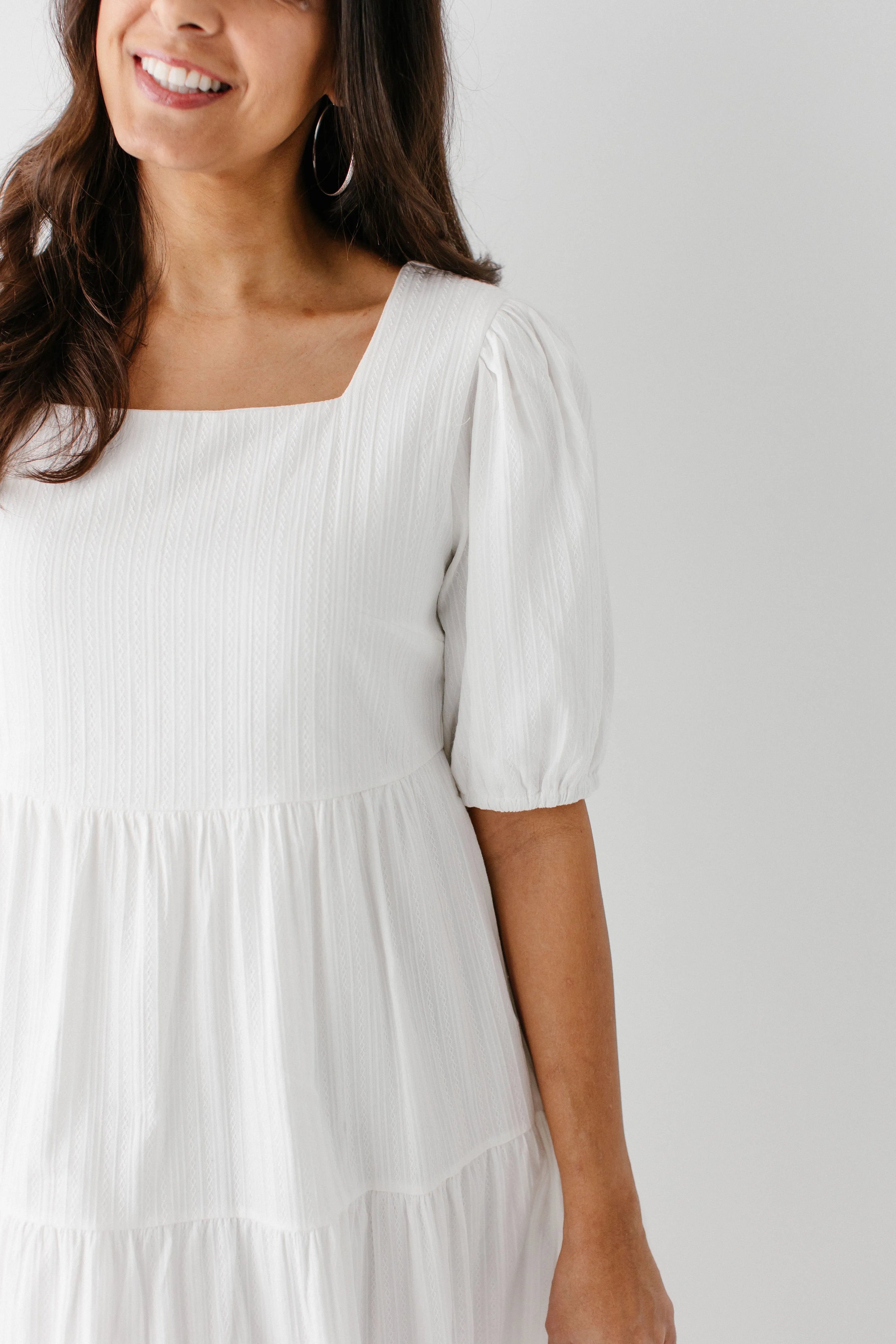 'Alouette' Square Neck Peplum Midi Dress