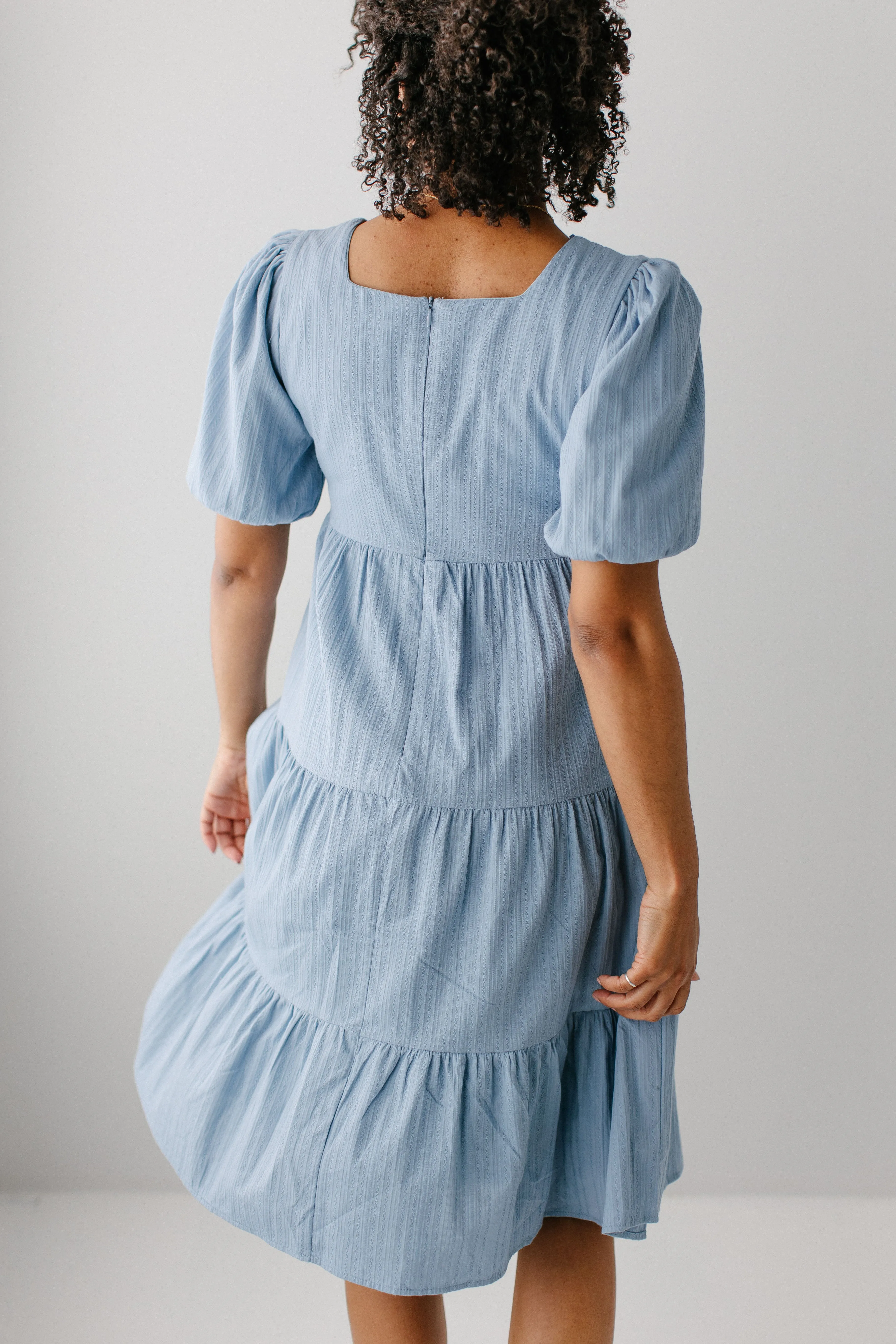 'Alouette' Square Neck Peplum Midi Dress