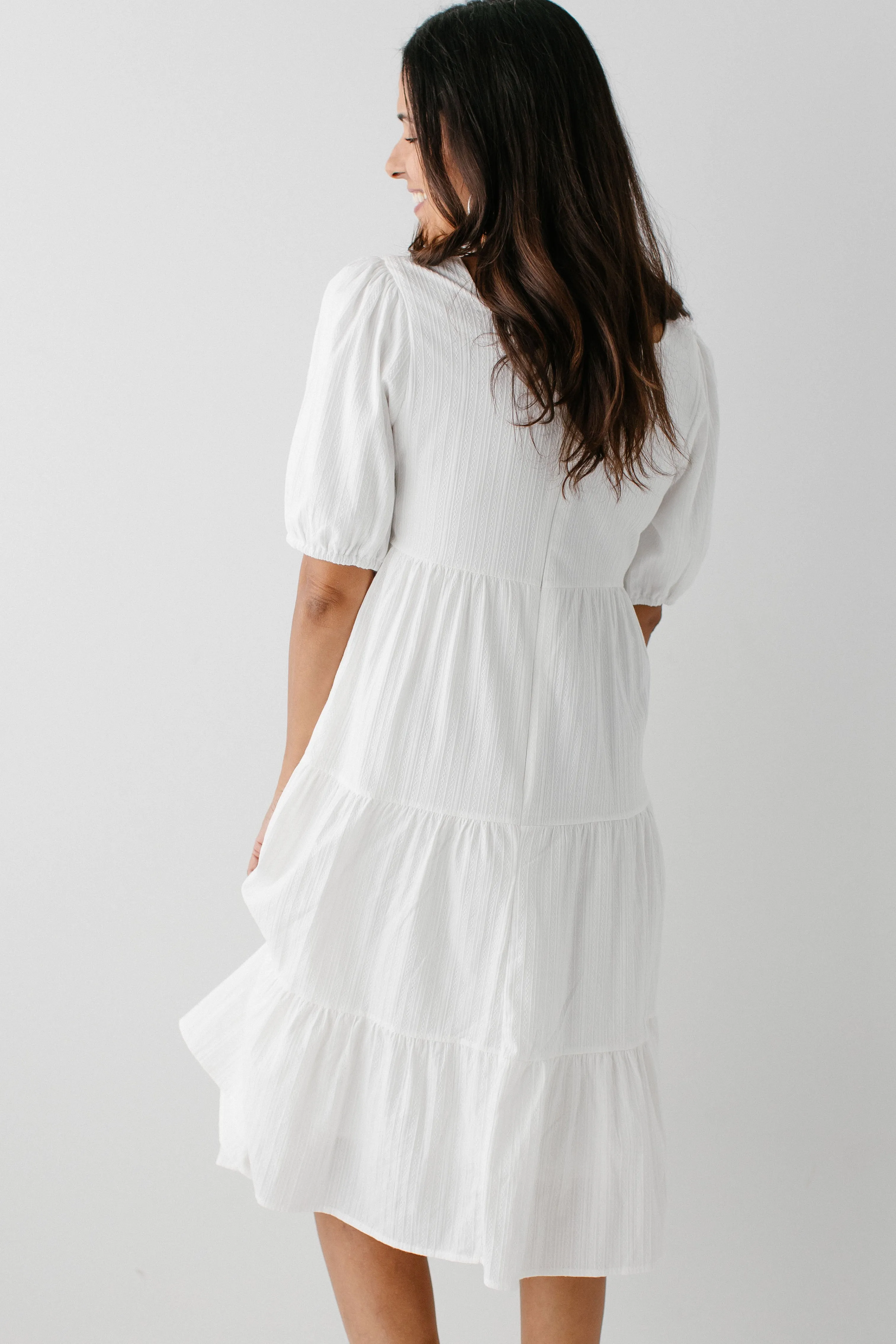 'Alouette' Square Neck Peplum Midi Dress