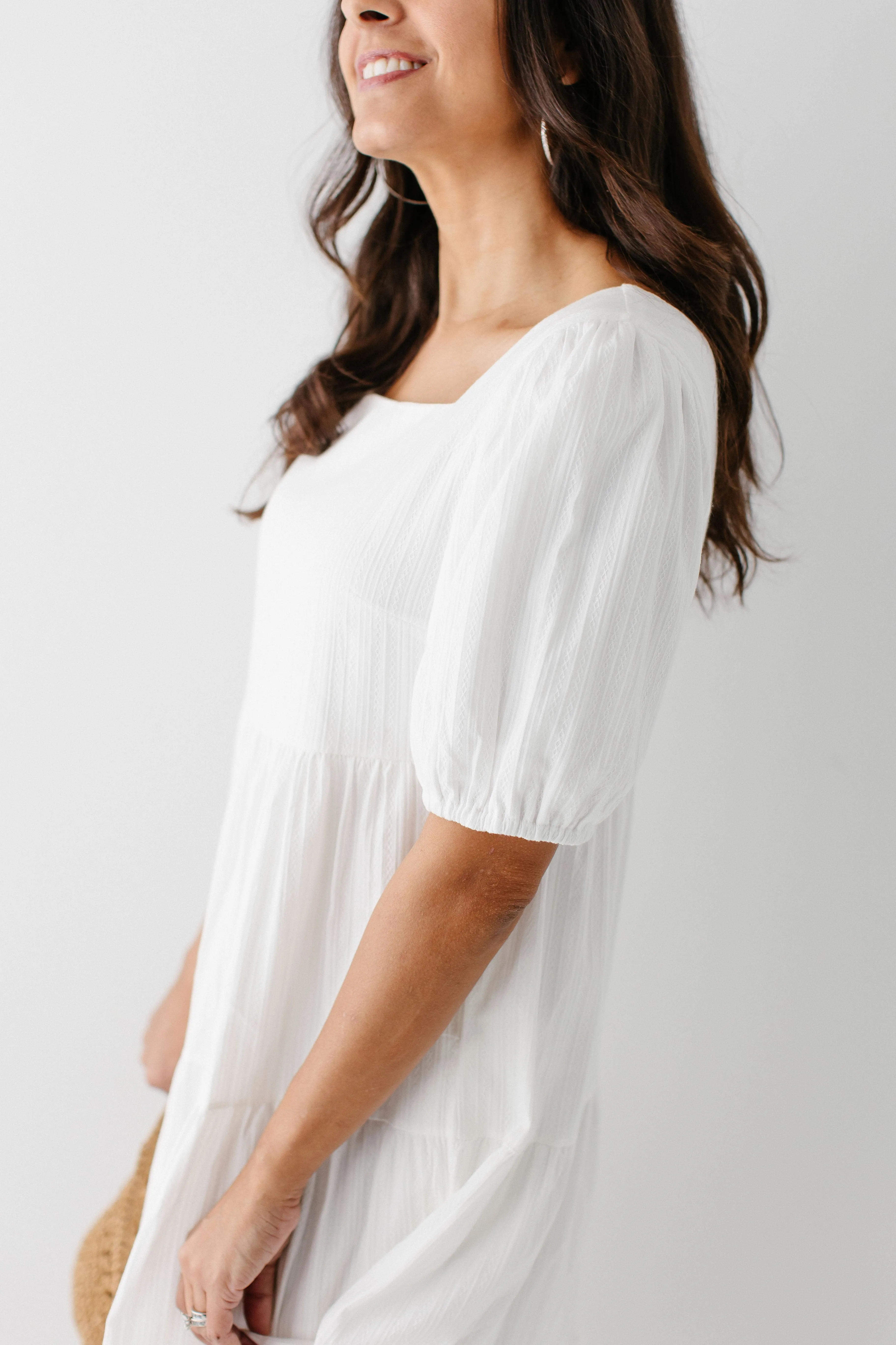 'Alouette' Square Neck Peplum Midi Dress