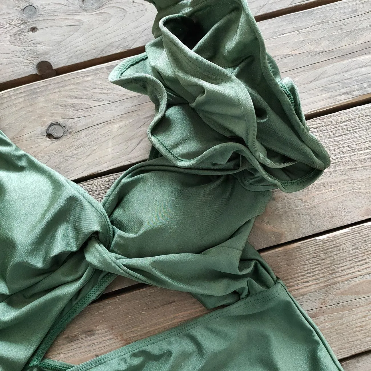 Amelia Ruffle Swimsuit - Olive