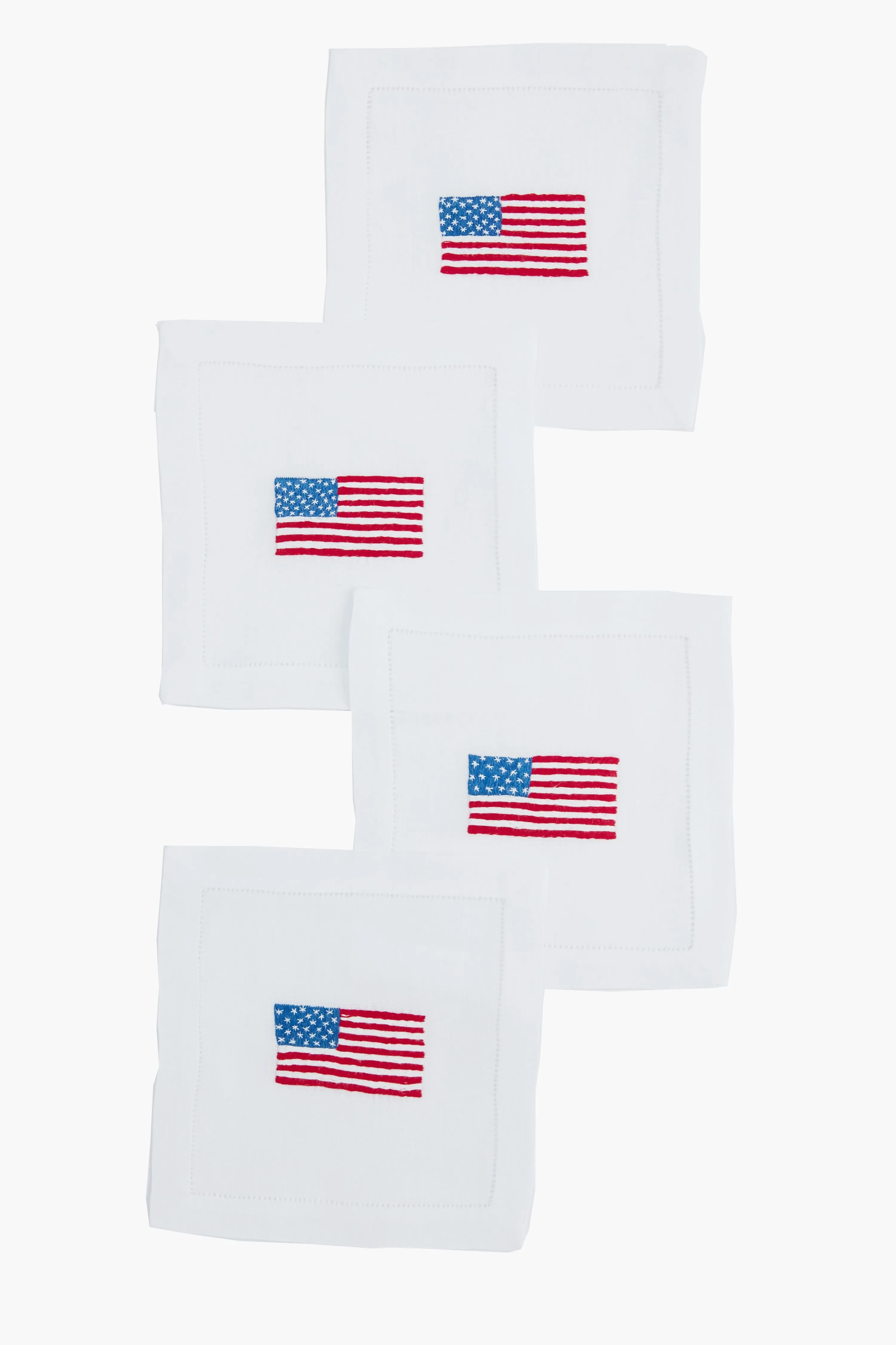 American Flag Embroidered Cocktail Napkins Set of 4
