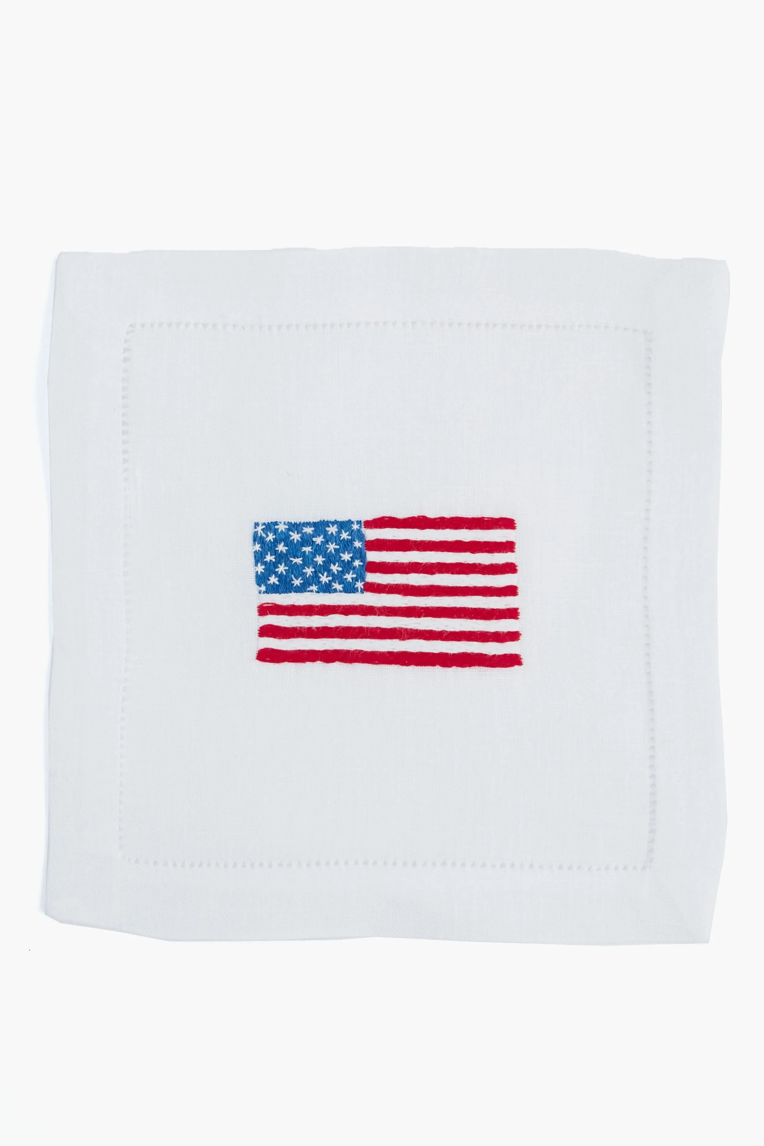American Flag Embroidered Cocktail Napkins Set of 4