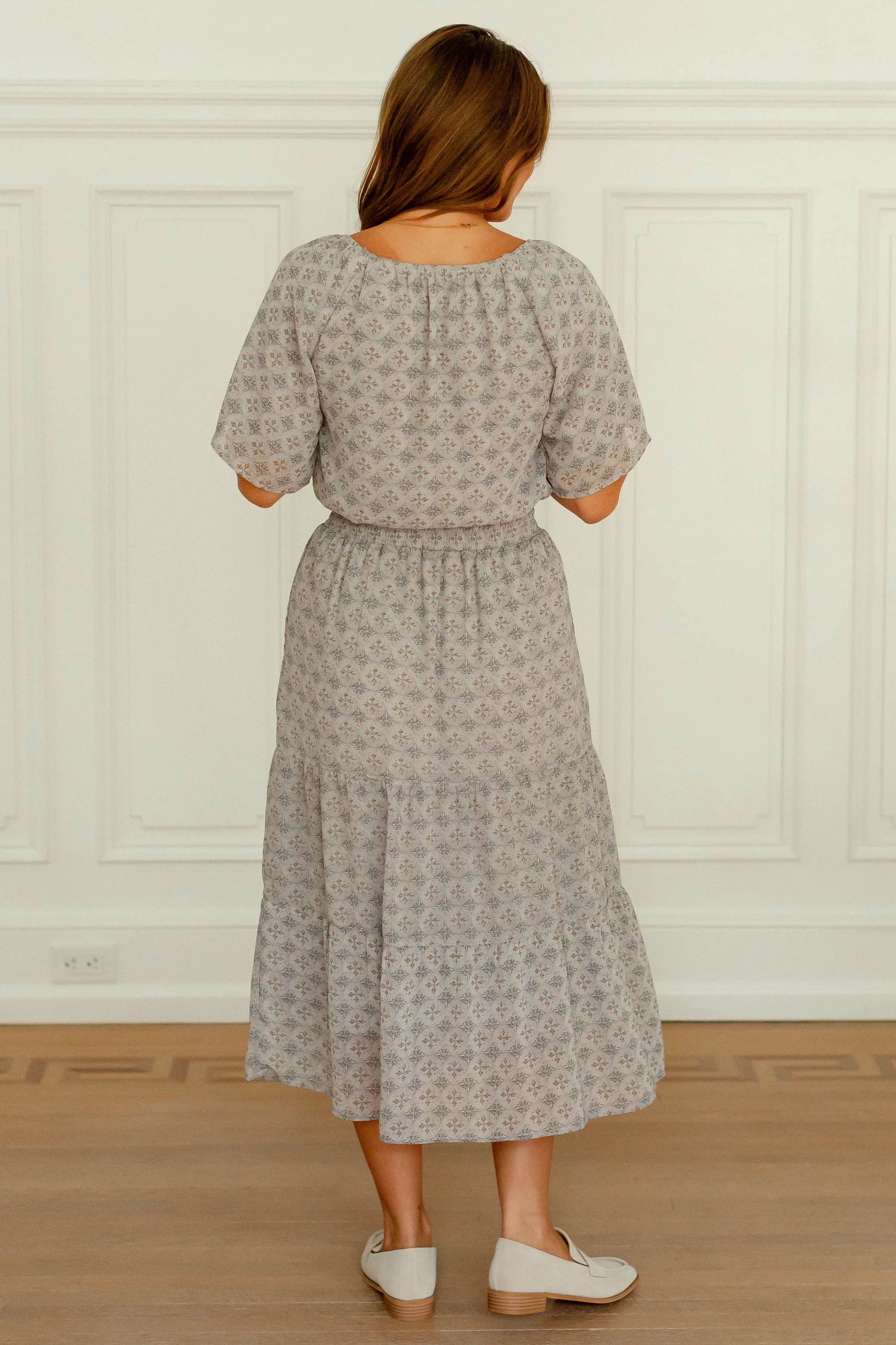 'Aviva' Printed Chiffon Midi Skirt