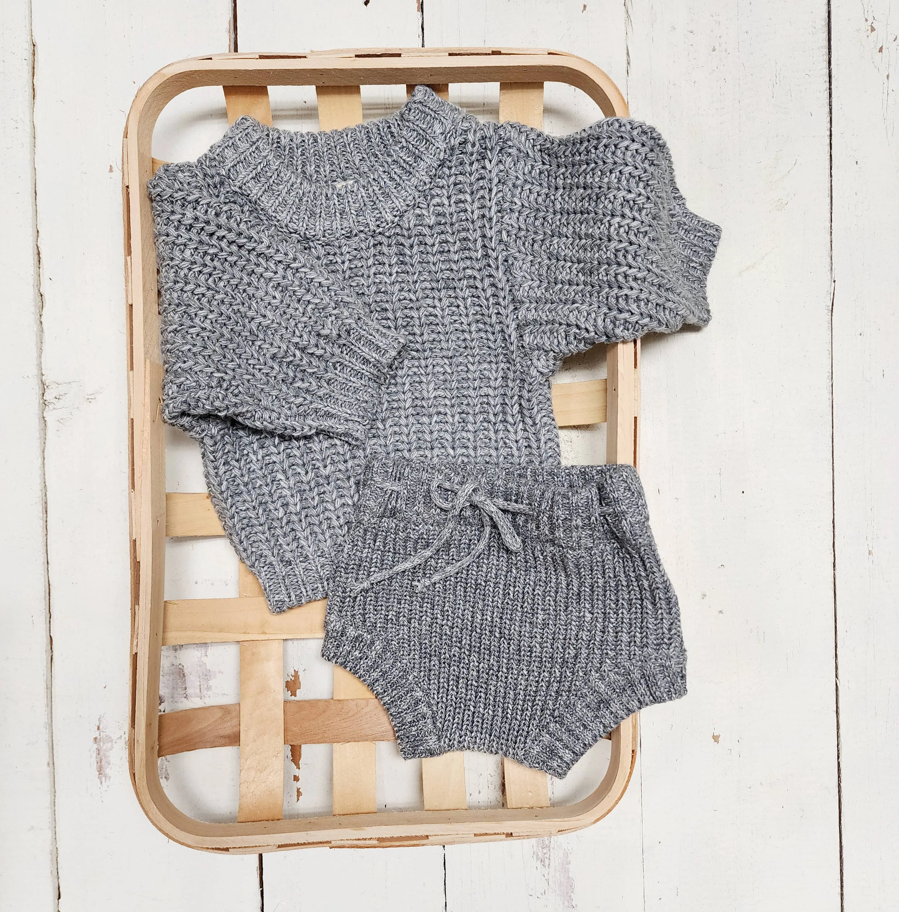 Baby Bloomers Girl Boy Chunky Knit diaper cover: CocoSpeckle / 3-6m