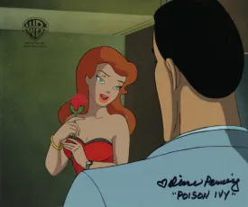 Batman The Animated Series Original Production Cel with Matching Drawing Signed by Diane Pershing: Poison Ivy, Harvey Dent