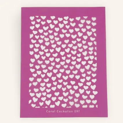 Coral Cockatoo Silk Screen Mini Hearts Full