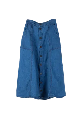Dale Button Up Skirt in Indigo