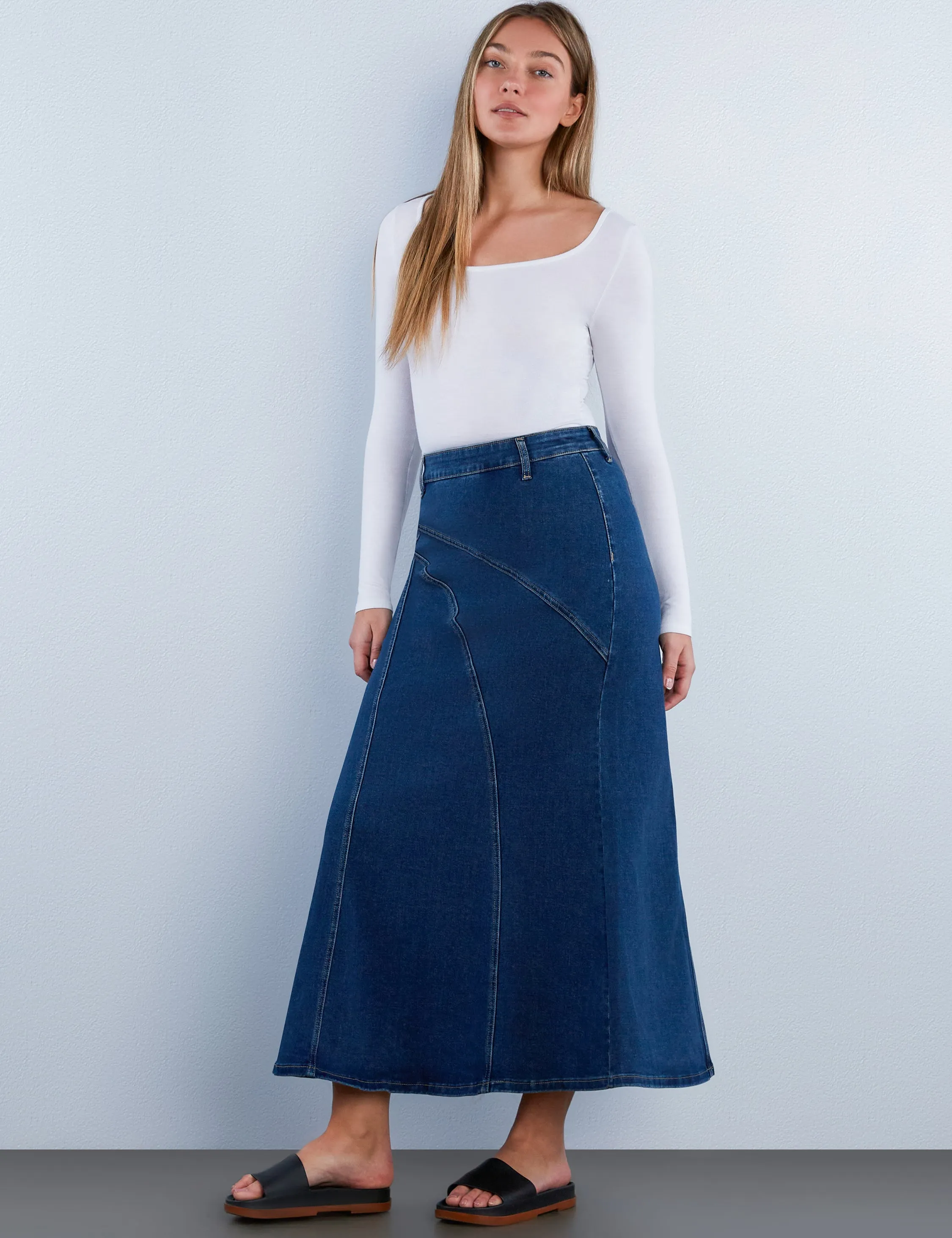 Desi Denim Midi Skirt