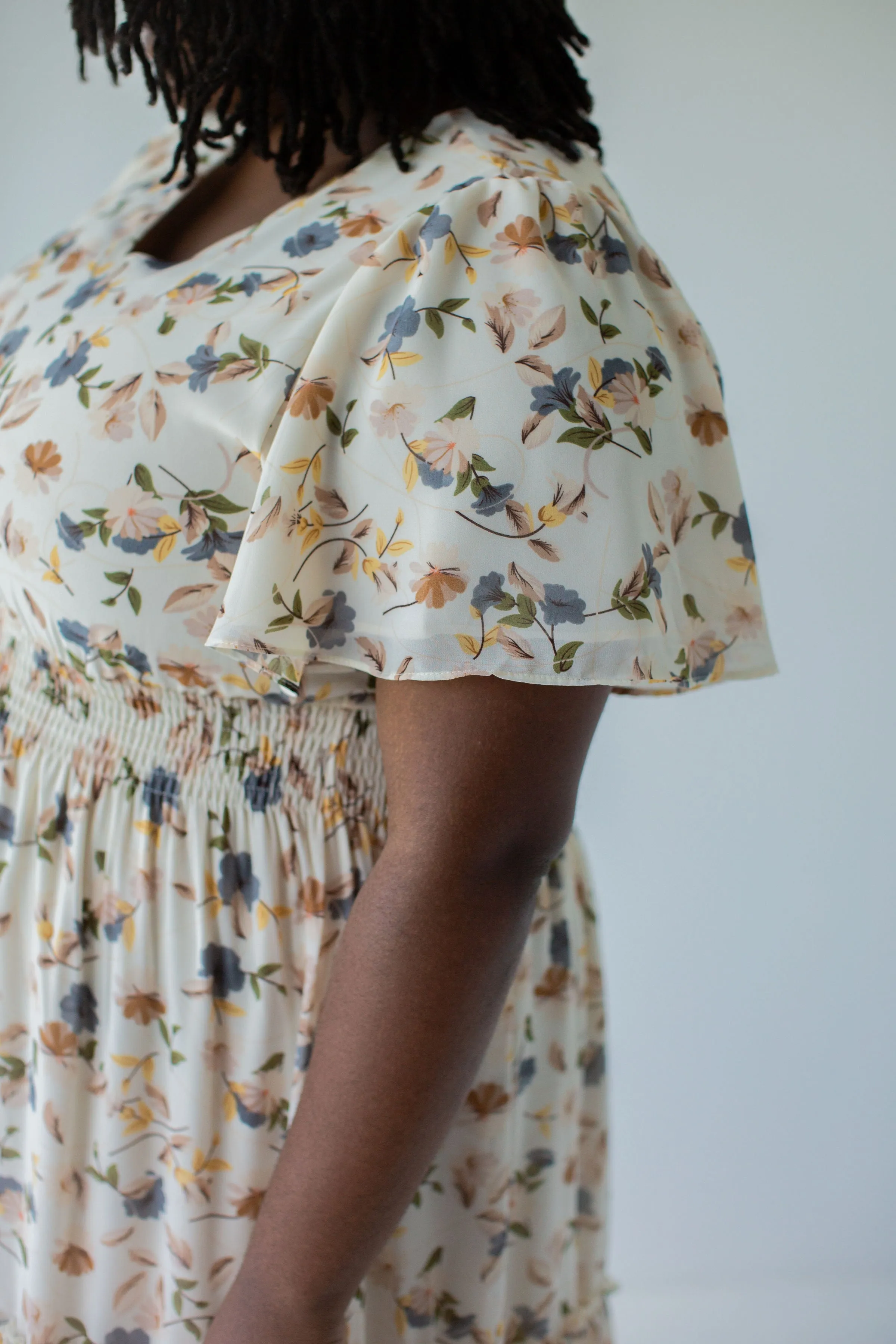 'Elizabeth' Floral Print Maxi Dress in Vanilla FINAL SALE
