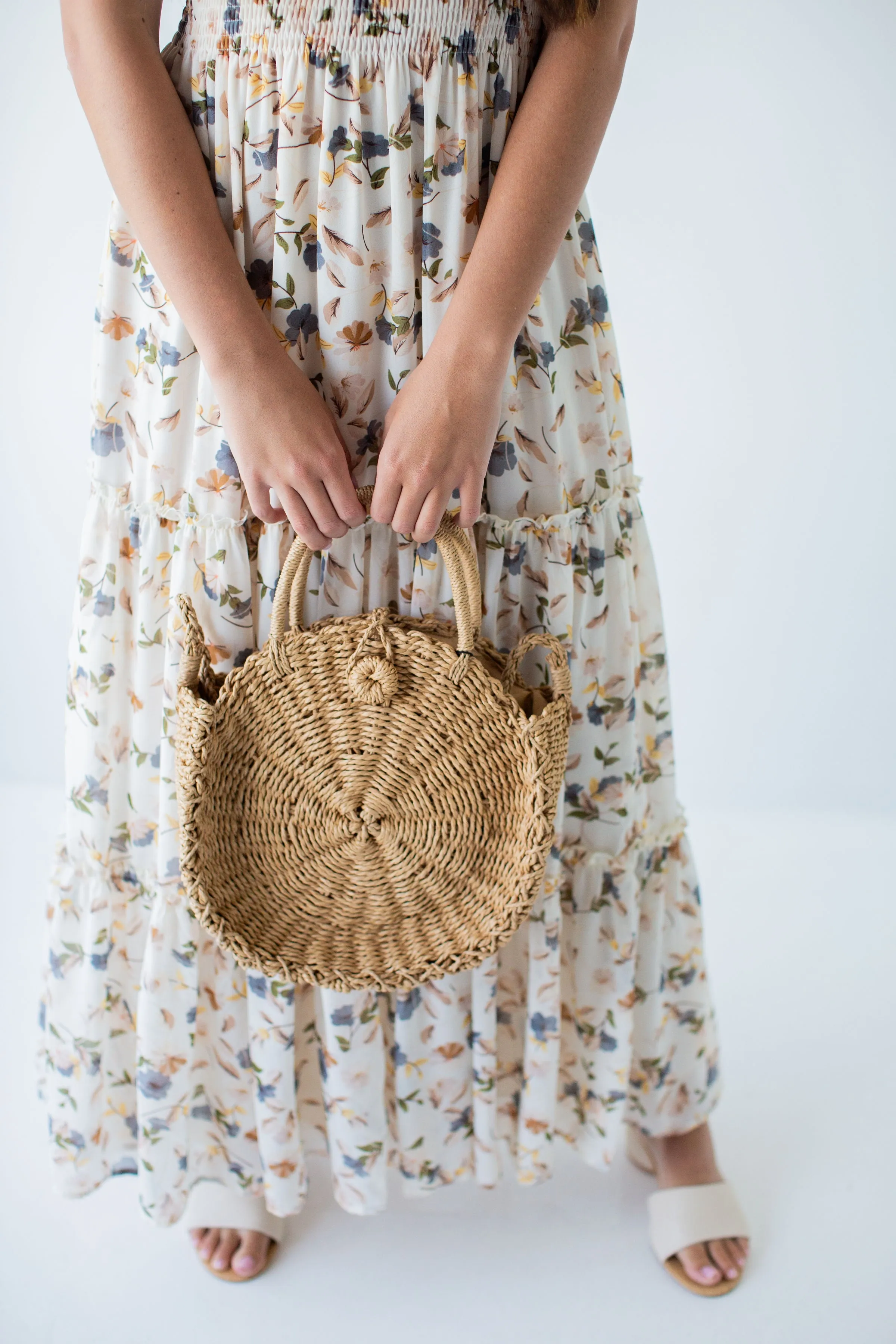 'Elizabeth' Floral Print Maxi Dress in Vanilla FINAL SALE