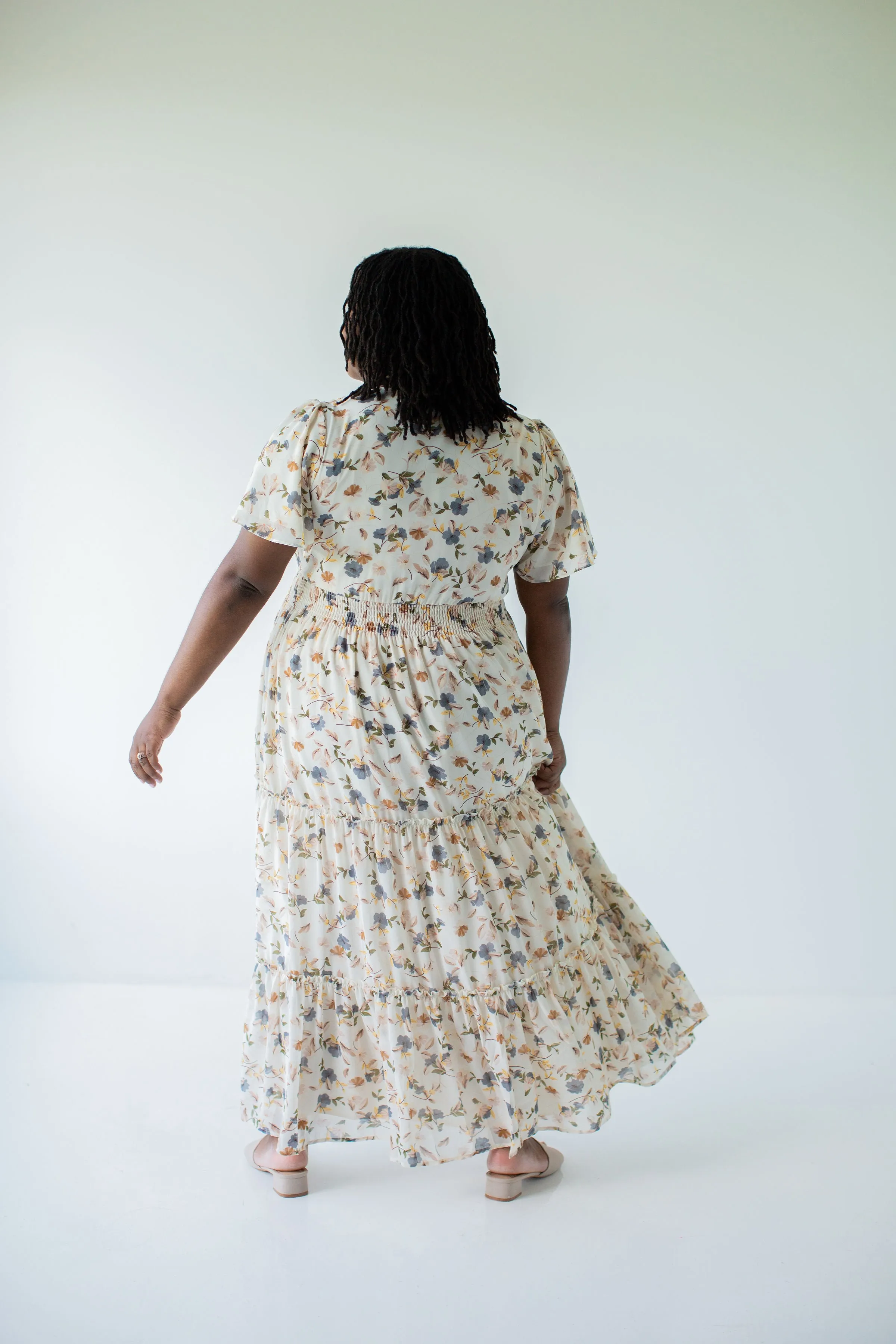 'Elizabeth' Floral Print Maxi Dress in Vanilla FINAL SALE