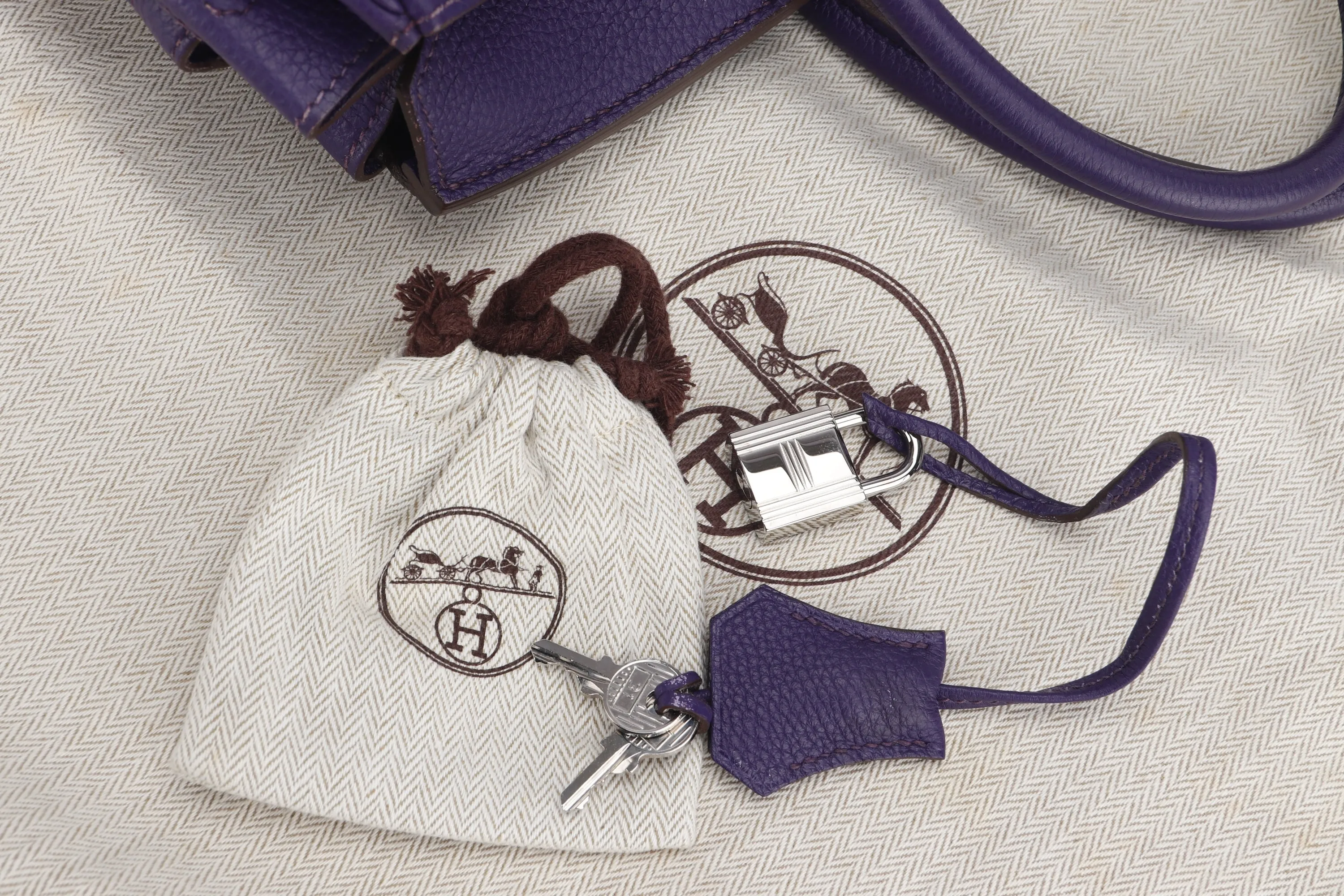 HERMES BIRKIN 30 (STAMP I (2005)) IRIS COLOR TOGO LEATHER SILVER HARDWARE, WITH KEYS, LOCK, RAINCOAT & DUST COVER