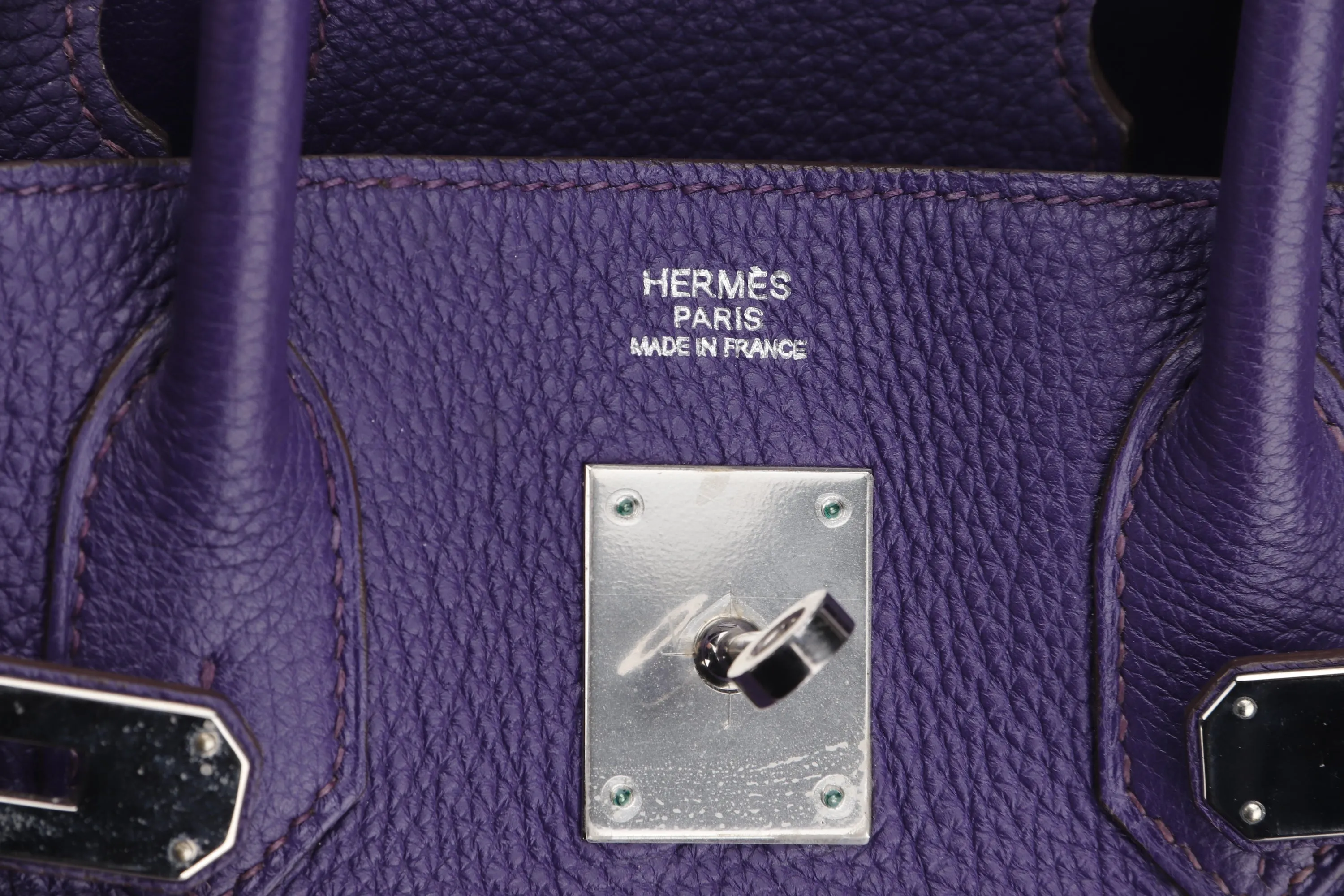 HERMES BIRKIN 30 (STAMP I (2005)) IRIS COLOR TOGO LEATHER SILVER HARDWARE, WITH KEYS, LOCK, RAINCOAT & DUST COVER