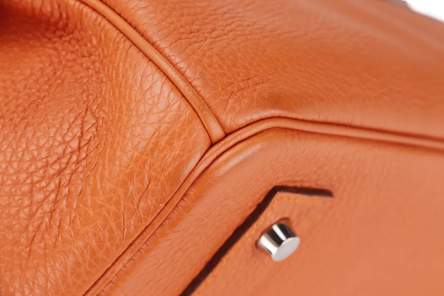 HERMES BIRKIN 45 SHOULDER BAG [STAMP P SQUARE (YEAR 2012)] ORANGE TAURILLON CLEMENCE LEATHER PALLADIUM HARDWARE, WITH KEYS, LOCK, RAINCOAT & DUST COVER
