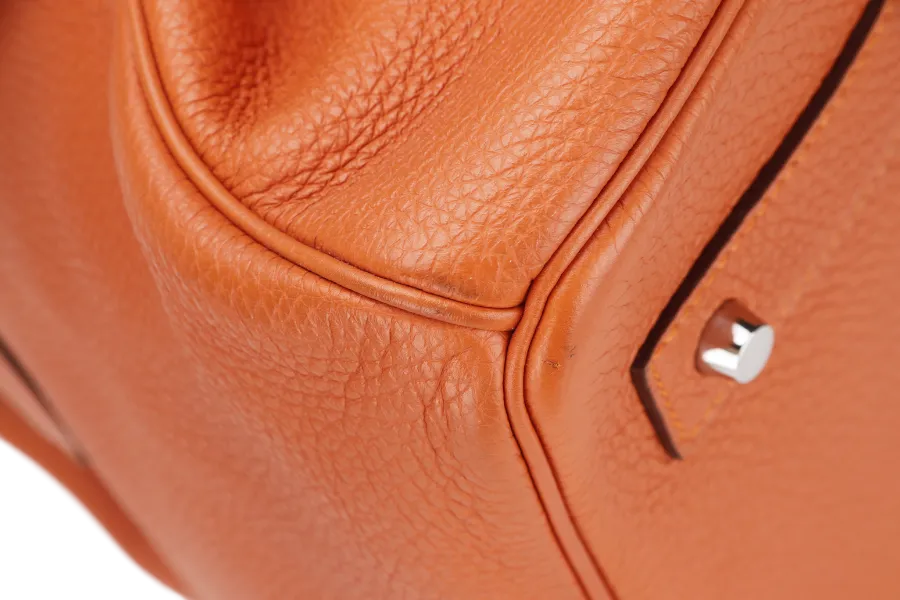 HERMES BIRKIN 45 SHOULDER BAG [STAMP P SQUARE (YEAR 2012)] ORANGE TAURILLON CLEMENCE LEATHER PALLADIUM HARDWARE, WITH KEYS, LOCK, RAINCOAT & DUST COVER