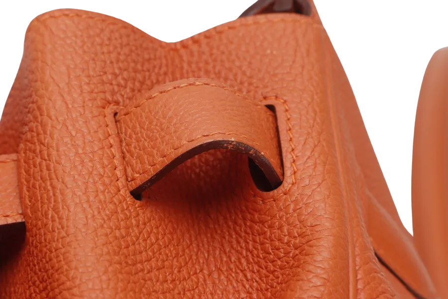 HERMES BIRKIN 45 SHOULDER BAG [STAMP P SQUARE (YEAR 2012)] ORANGE TAURILLON CLEMENCE LEATHER PALLADIUM HARDWARE, WITH KEYS, LOCK, RAINCOAT & DUST COVER
