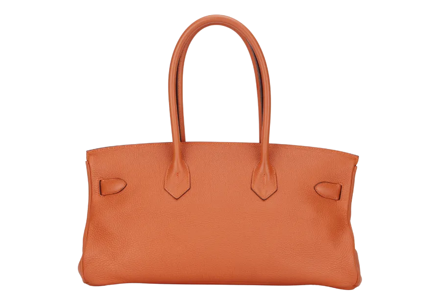 HERMES BIRKIN 45 SHOULDER BAG [STAMP P SQUARE (YEAR 2012)] ORANGE TAURILLON CLEMENCE LEATHER PALLADIUM HARDWARE, WITH KEYS, LOCK, RAINCOAT & DUST COVER