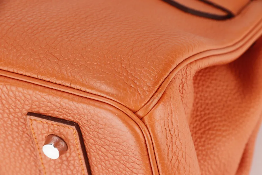 HERMES BIRKIN 45 SHOULDER BAG [STAMP P SQUARE (YEAR 2012)] ORANGE TAURILLON CLEMENCE LEATHER PALLADIUM HARDWARE, WITH KEYS, LOCK, RAINCOAT & DUST COVER