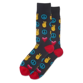 HOTSOX Men's Peace And Love Crew Socks