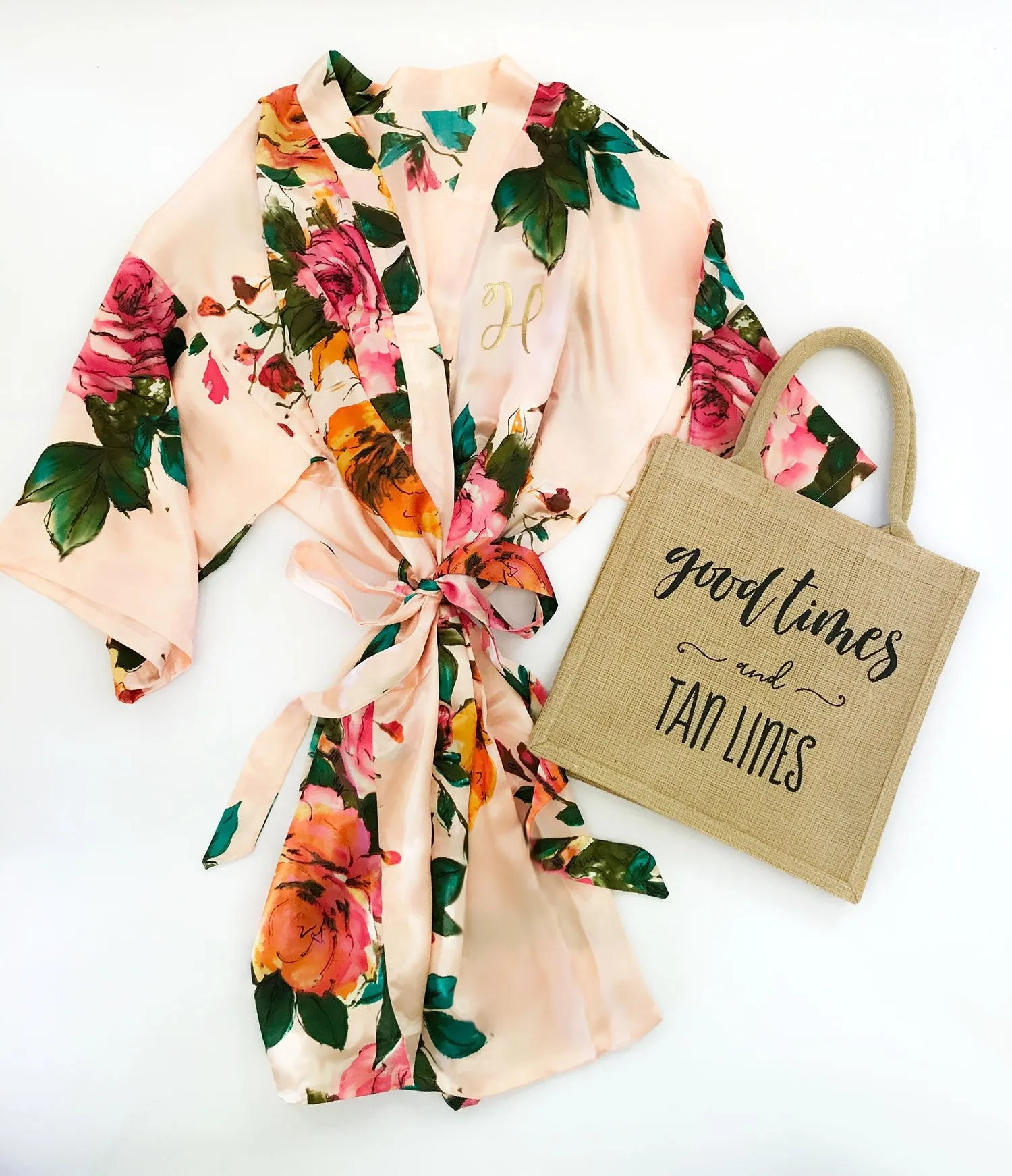 Monogram Watercolor Floral Robes