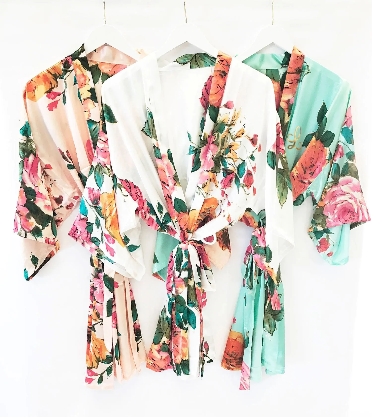 Monogram Watercolor Floral Robes