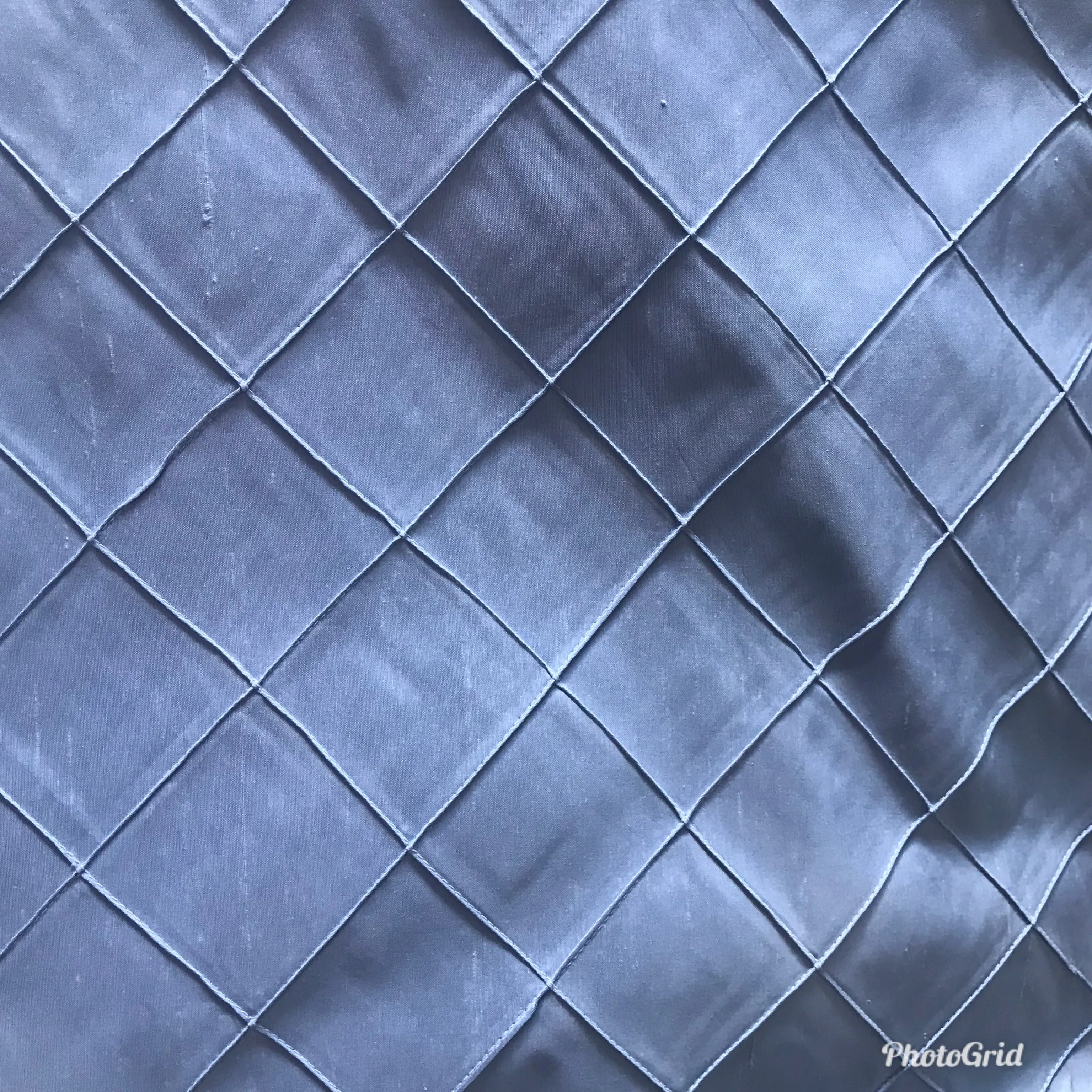 NEW Queen Lila Designer 100% Silk Dupioni - Pintuck Diamond Motif- Blue