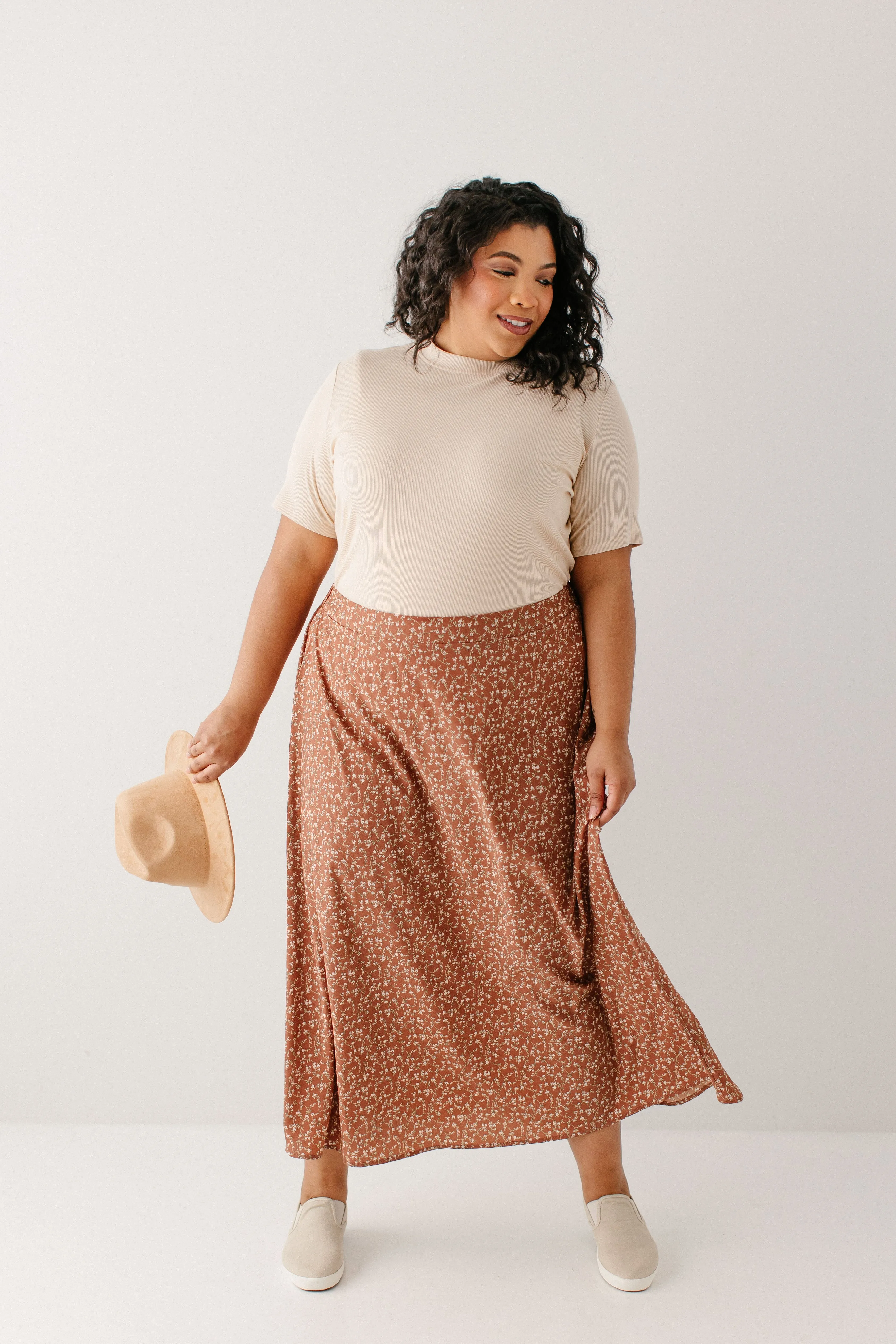 Plus 'Lorelei' Ditsy Floral Midi Slip Skirt FINAL SALE