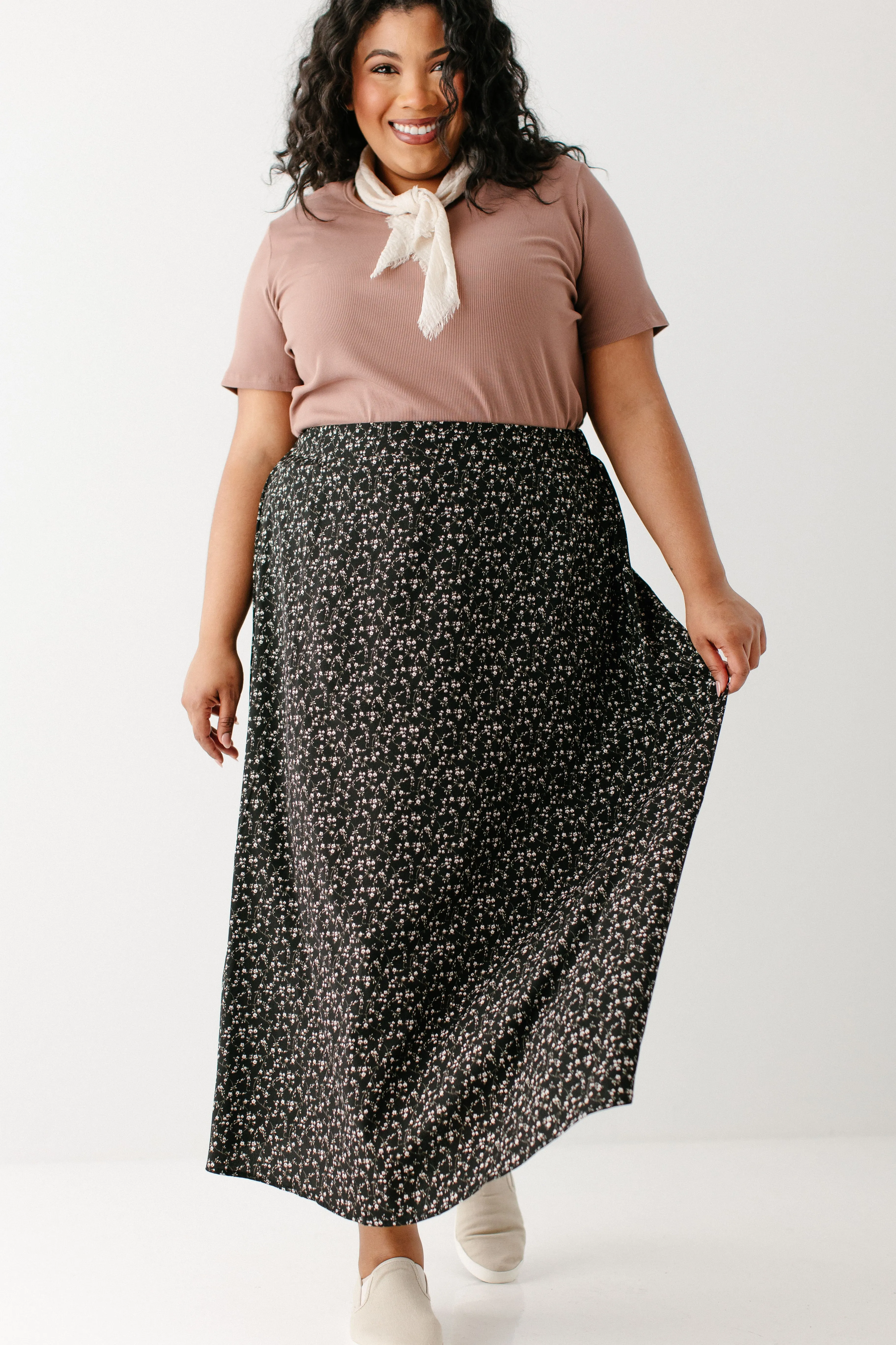 Plus 'Lorelei' Ditsy Floral Midi Slip Skirt FINAL SALE