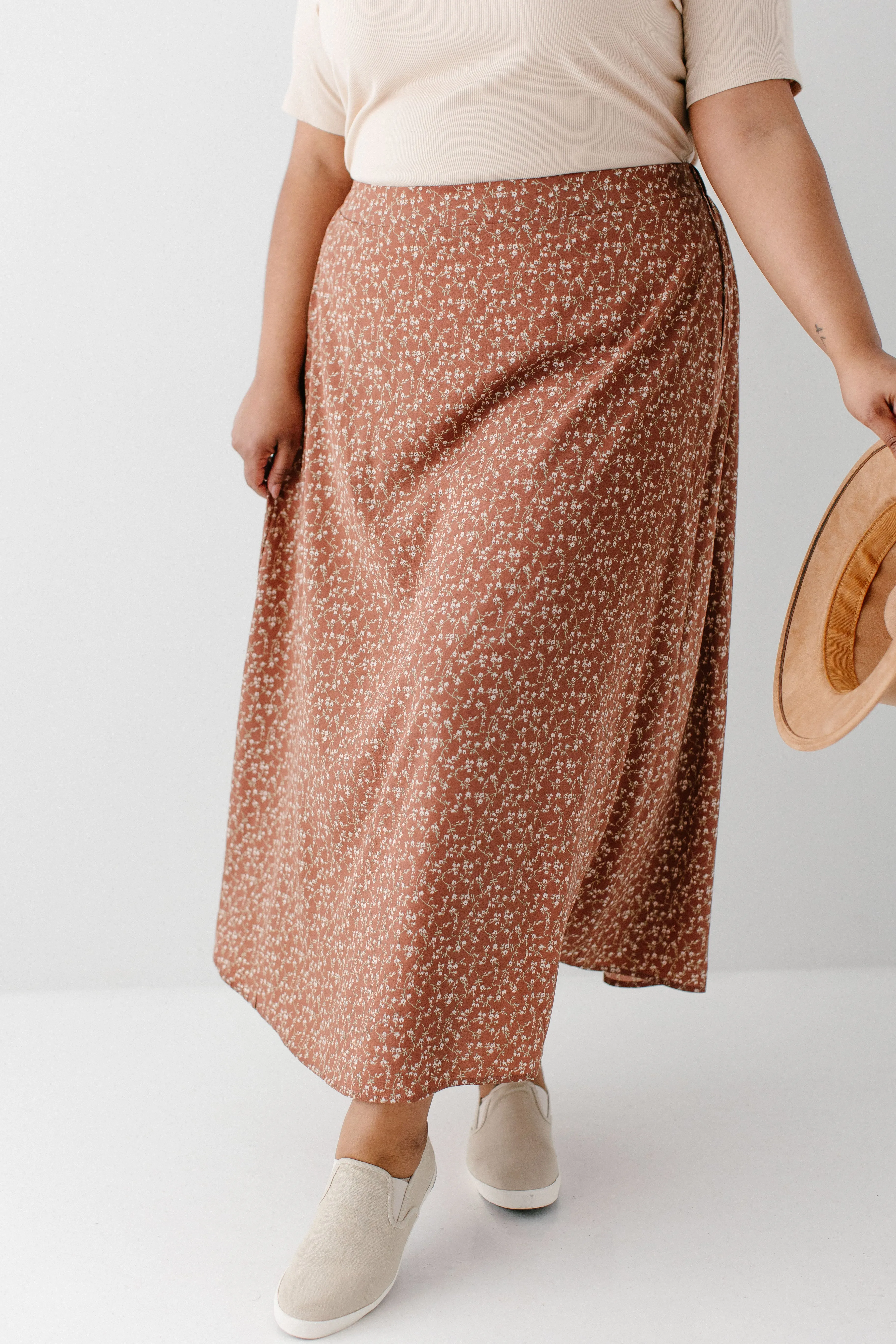 Plus 'Lorelei' Ditsy Floral Midi Slip Skirt FINAL SALE