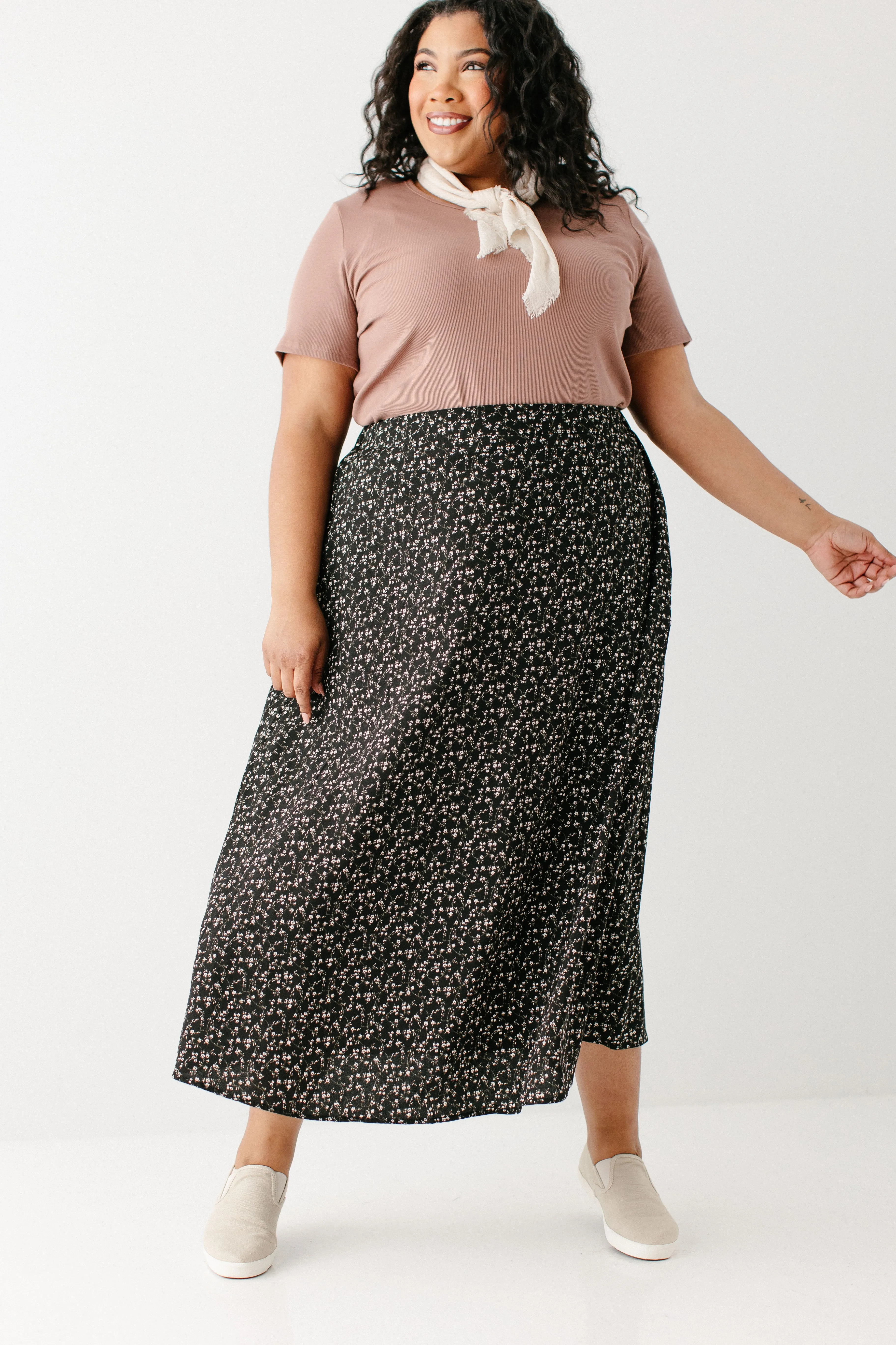 Plus 'Lorelei' Ditsy Floral Midi Slip Skirt FINAL SALE