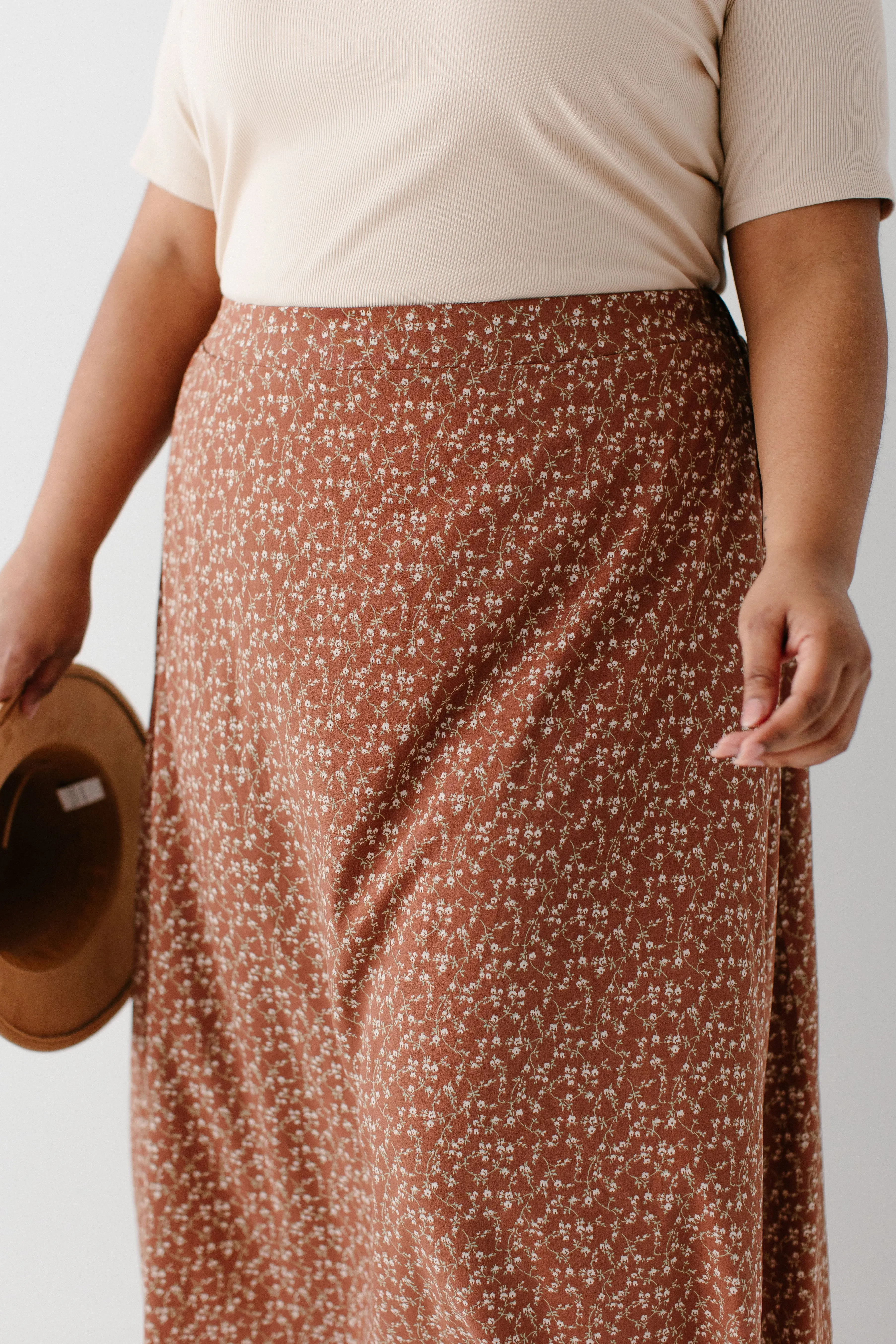 Plus 'Lorelei' Ditsy Floral Midi Slip Skirt FINAL SALE