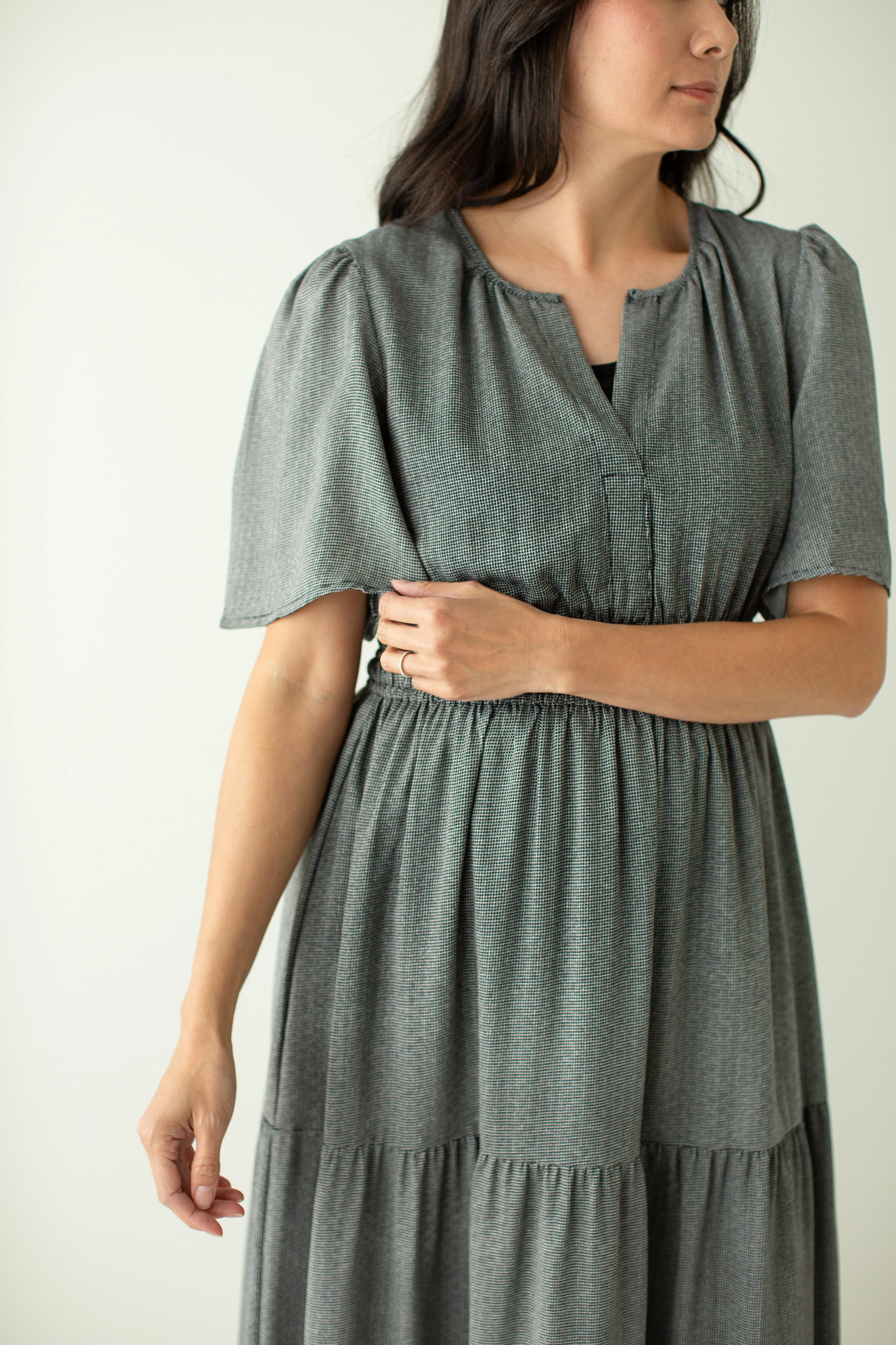 'Prairie' Mini Gingham Tiered Maxi Dress