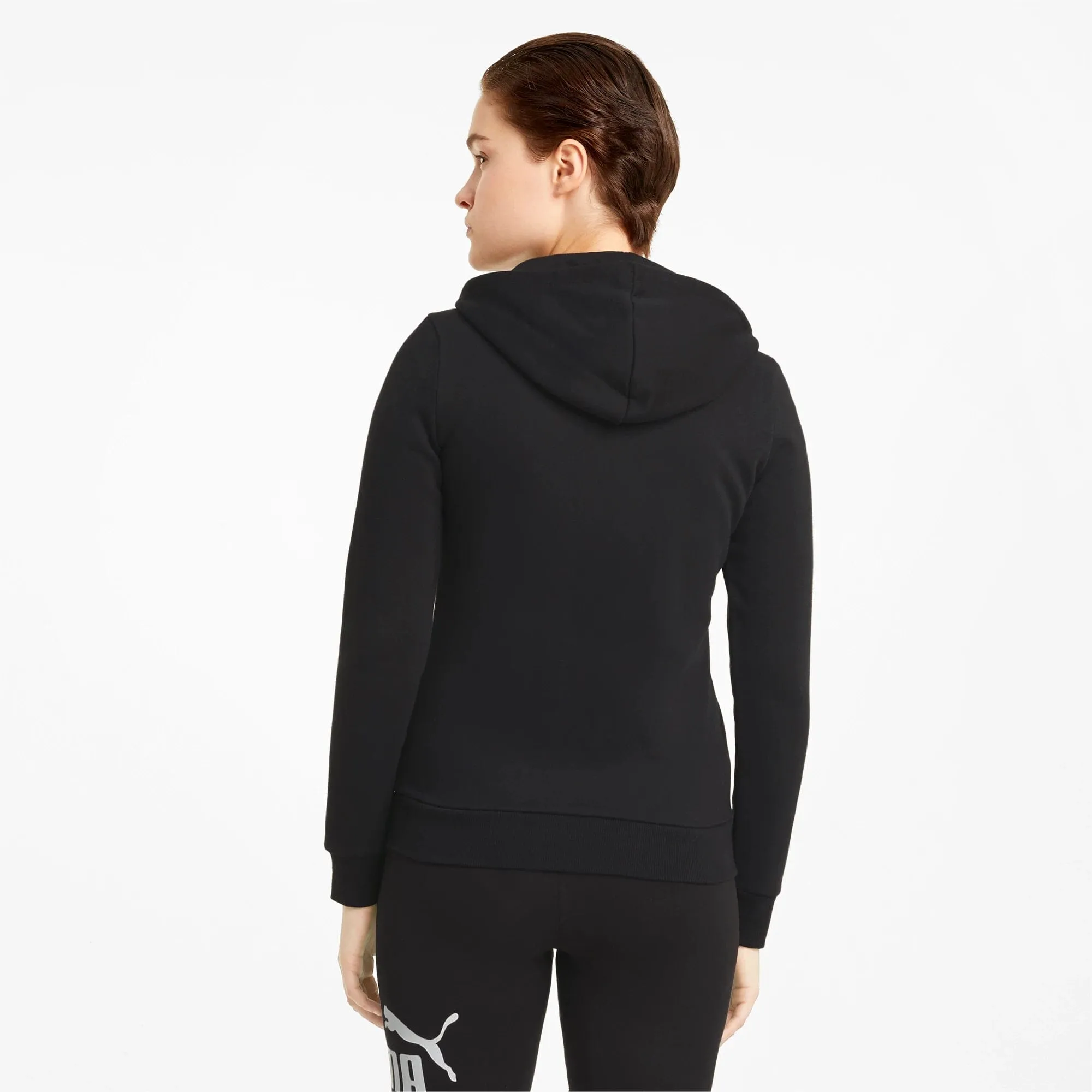 PUMA WOMEN'S ESSENTIALS FULL-ZIP BLACK JACKET