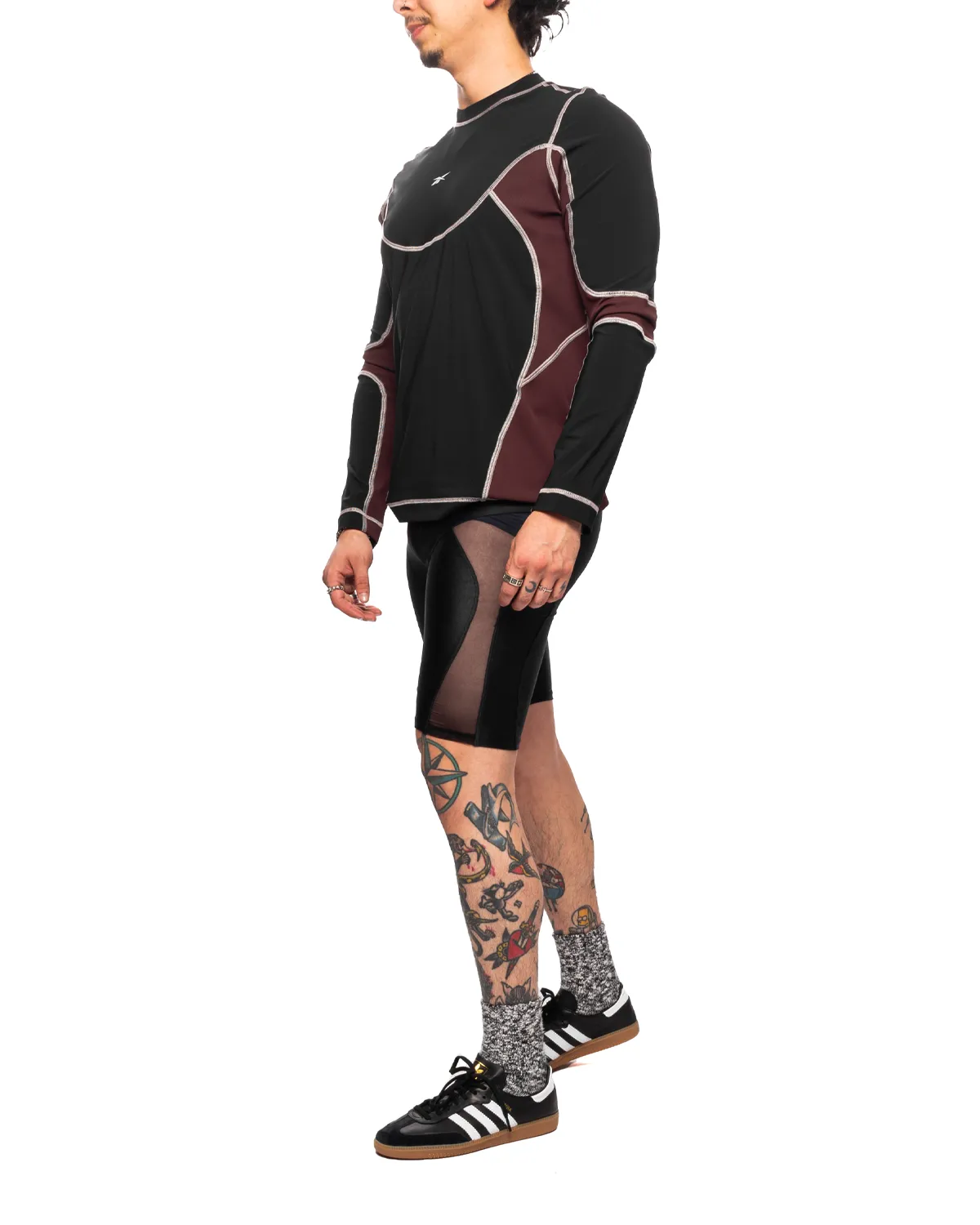 Ribbed Training L/S Tee Bordeaux/Black