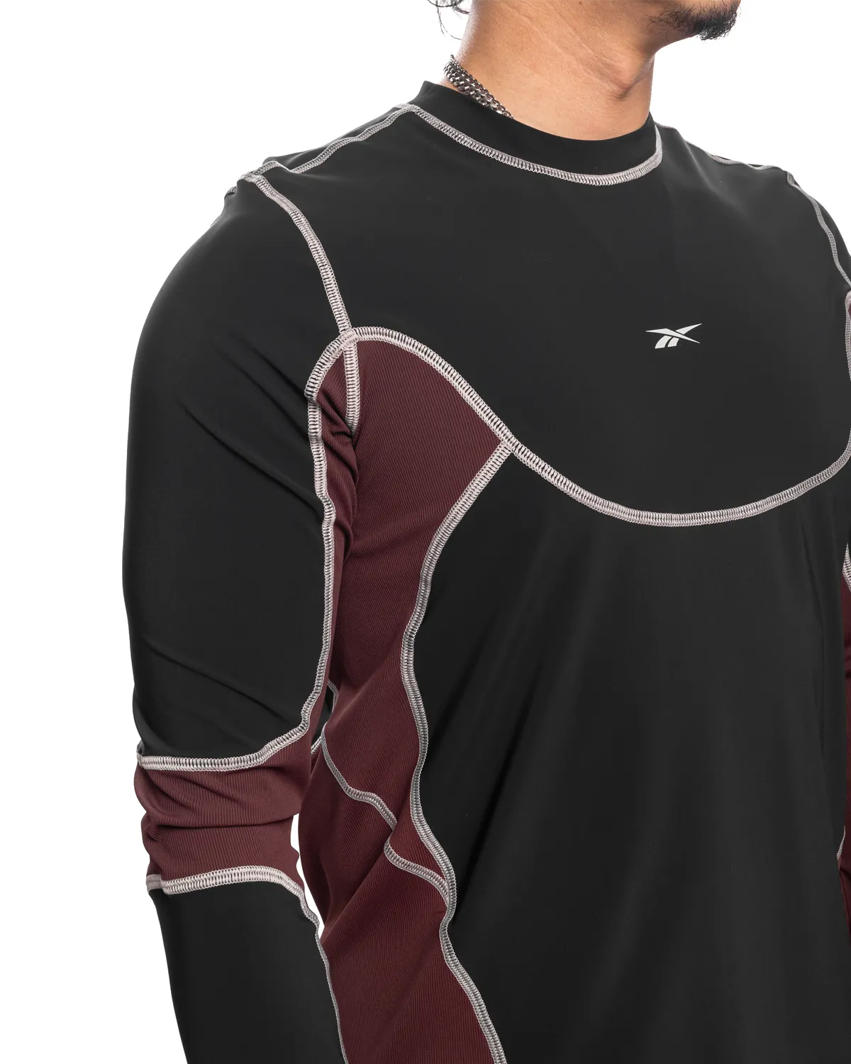 Ribbed Training L/S Tee Bordeaux/Black