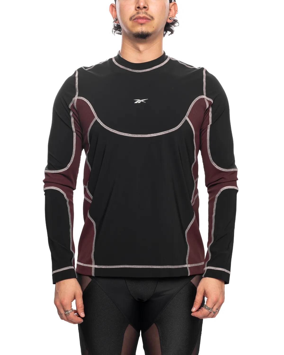 Ribbed Training L/S Tee Bordeaux/Black