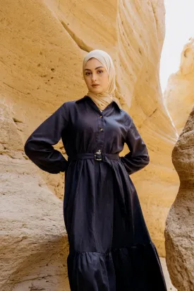 ROBE LONGUE CONTENANT DU LIN AVEC CEINTURE