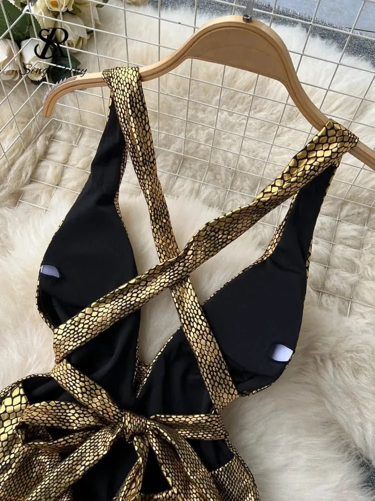 Serpentine Backless Bathing Suit