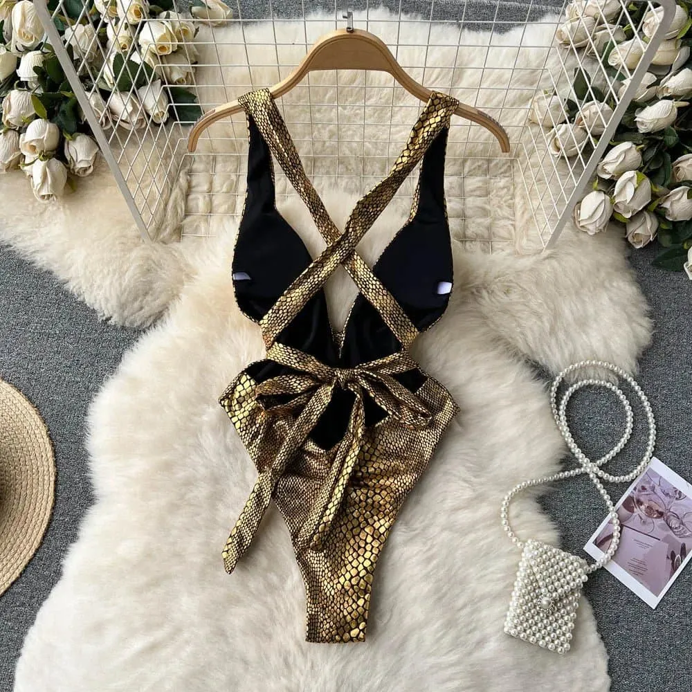 Serpentine Backless Bathing Suit