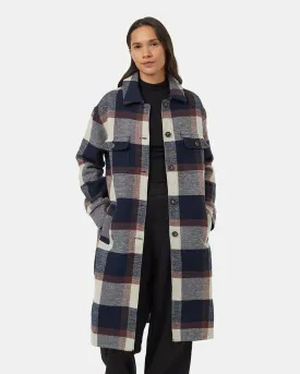 Ten Tree Ladies Midnight Blue/Cabin Plaid Heavyweight Flannel Long Jacket